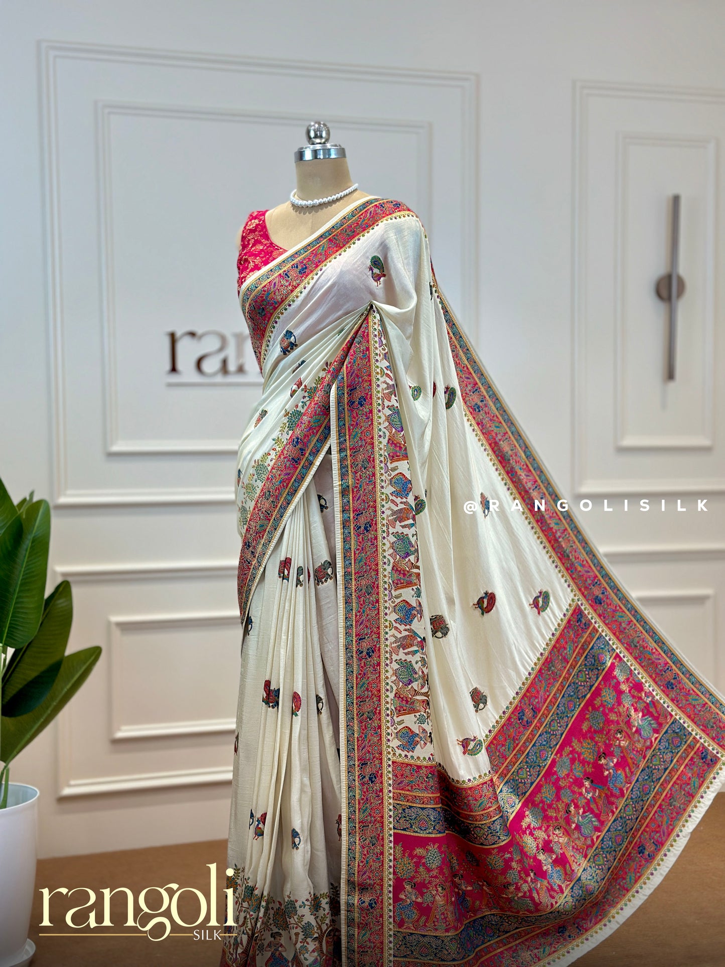 Pashmina Saree with Intricate Elephant Motifs - Post 402