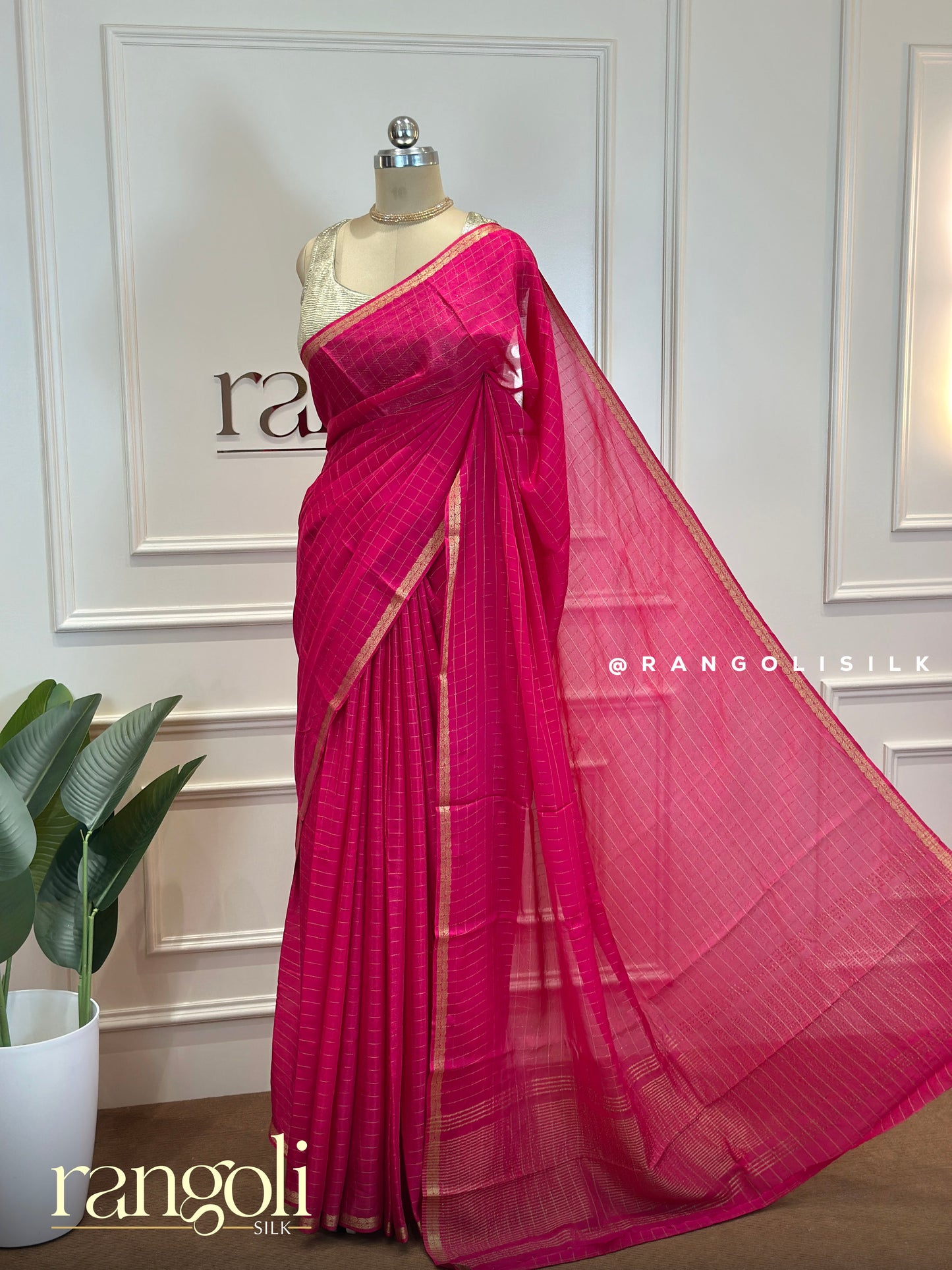 Semi Mysore Silk Saree with Subtle Gold Border - Post 625