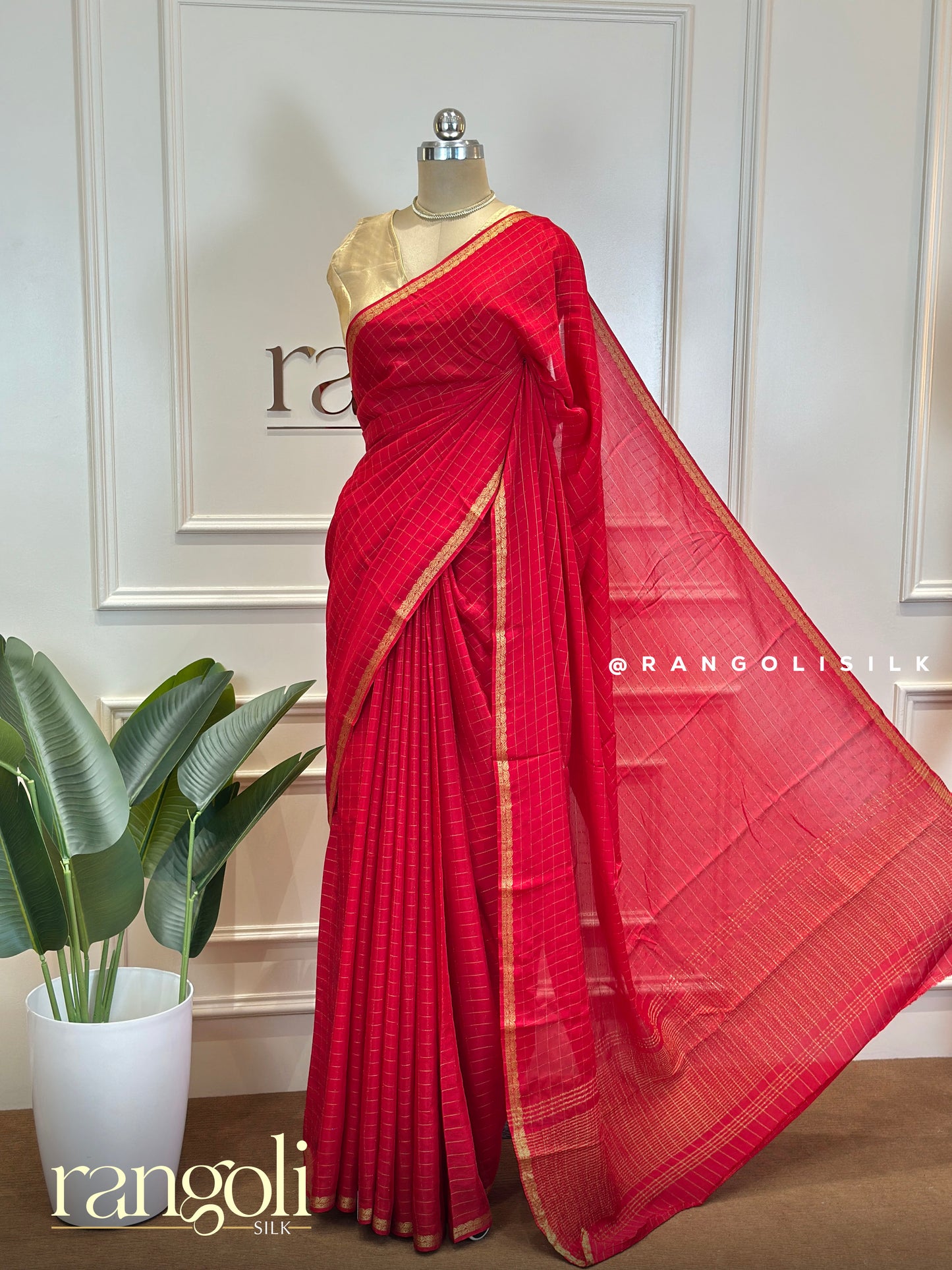 Semi Mysore Silk Saree with Subtle Gold Border - Post 625
