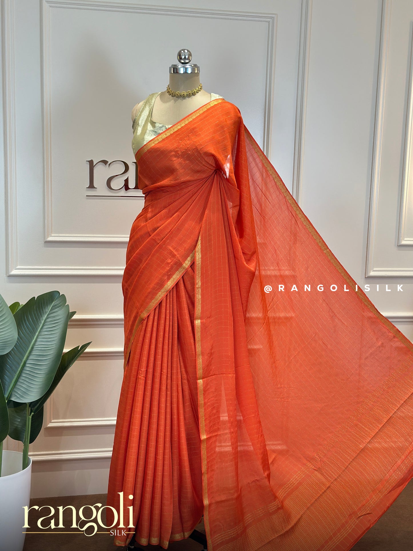 Semi Mysore Silk Saree with Subtle Gold Border - Post 625