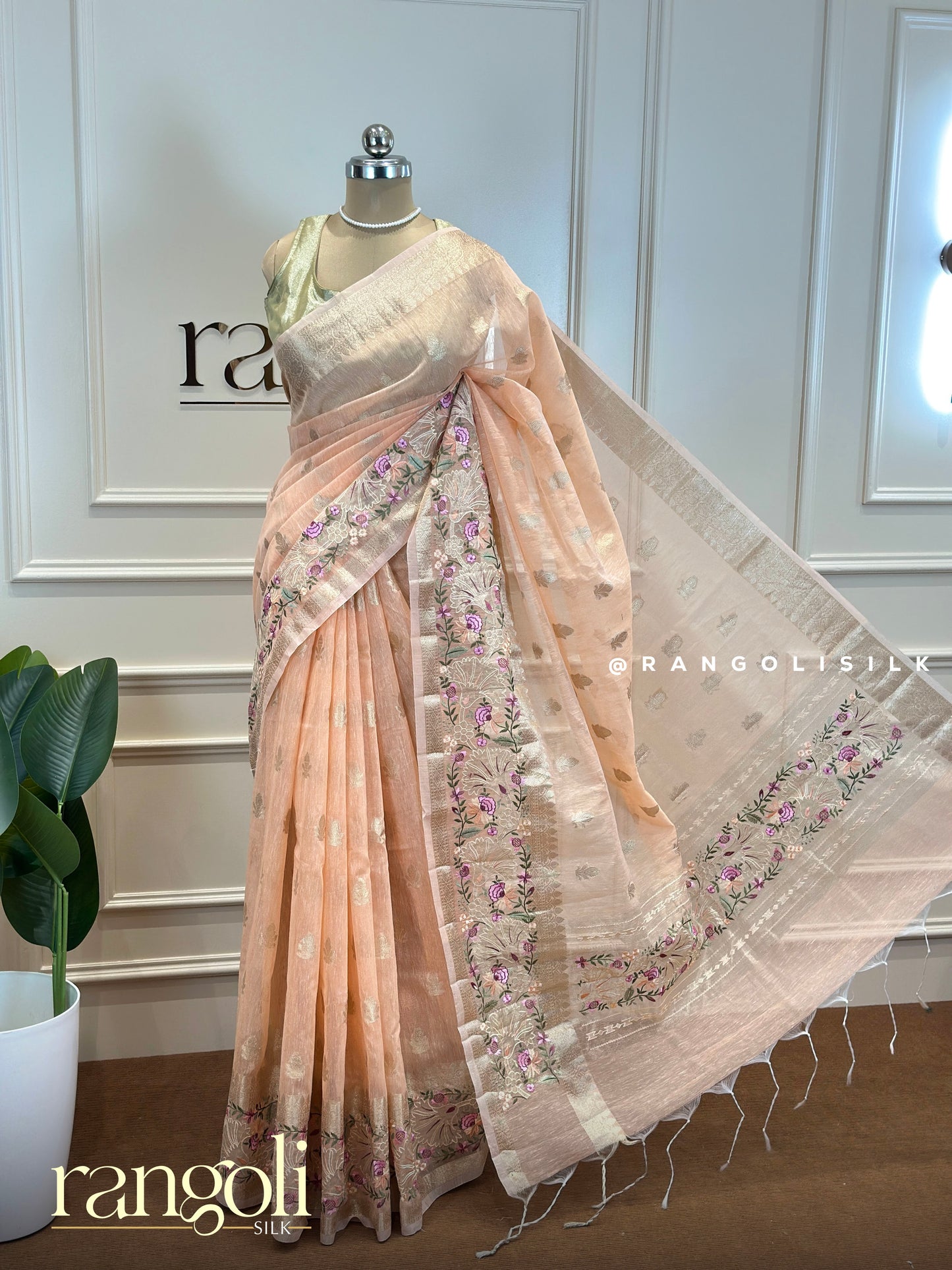 Pastel Cotton Saree with Delicate Threadwork & Floral Detailing- Post 623