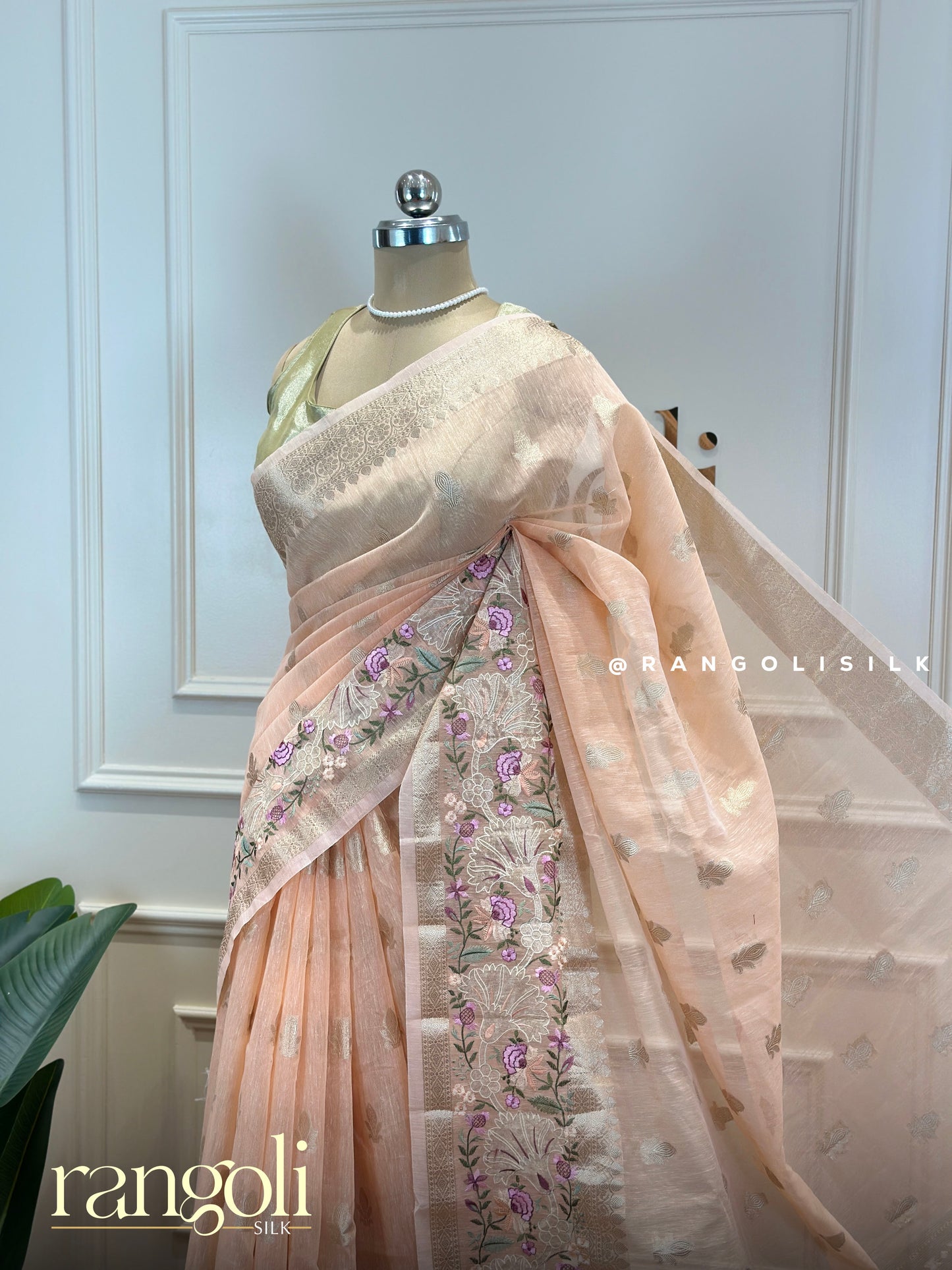 Pastel Cotton Saree with Delicate Threadwork & Floral Detailing- Post 623