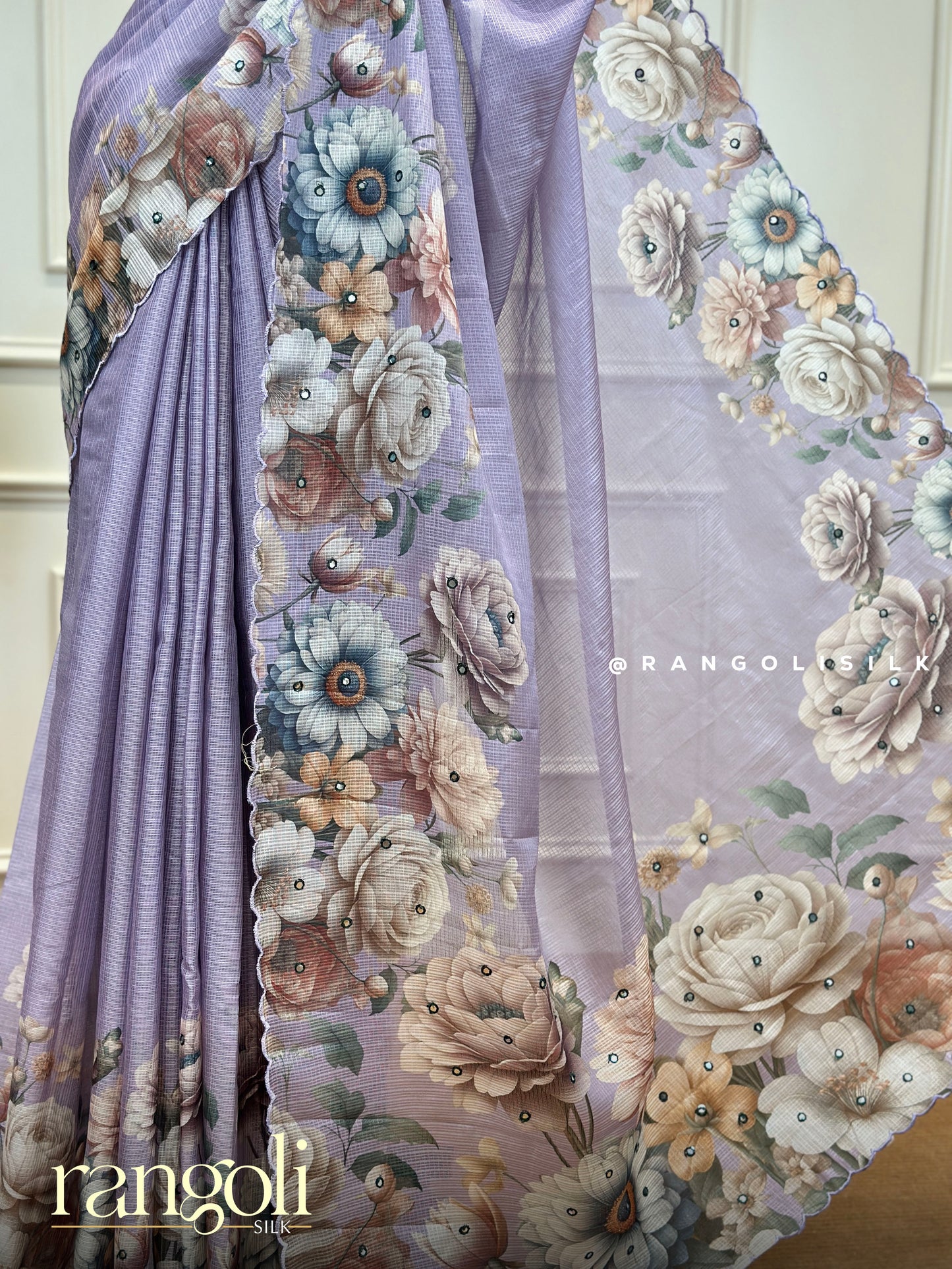 Cotton Saree with Floral Borders and Pallu – Post 407