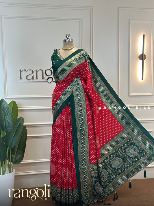 Silk Cotton Saree with Bandhani Prints – Lightweight & Elegant - Post 500