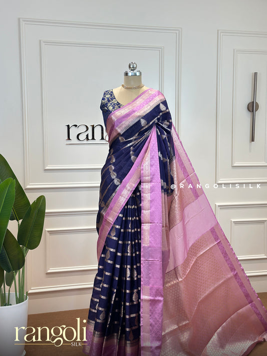 Silk Cotton Saree with Bold Stripes & Traditional Motifs - Post 413