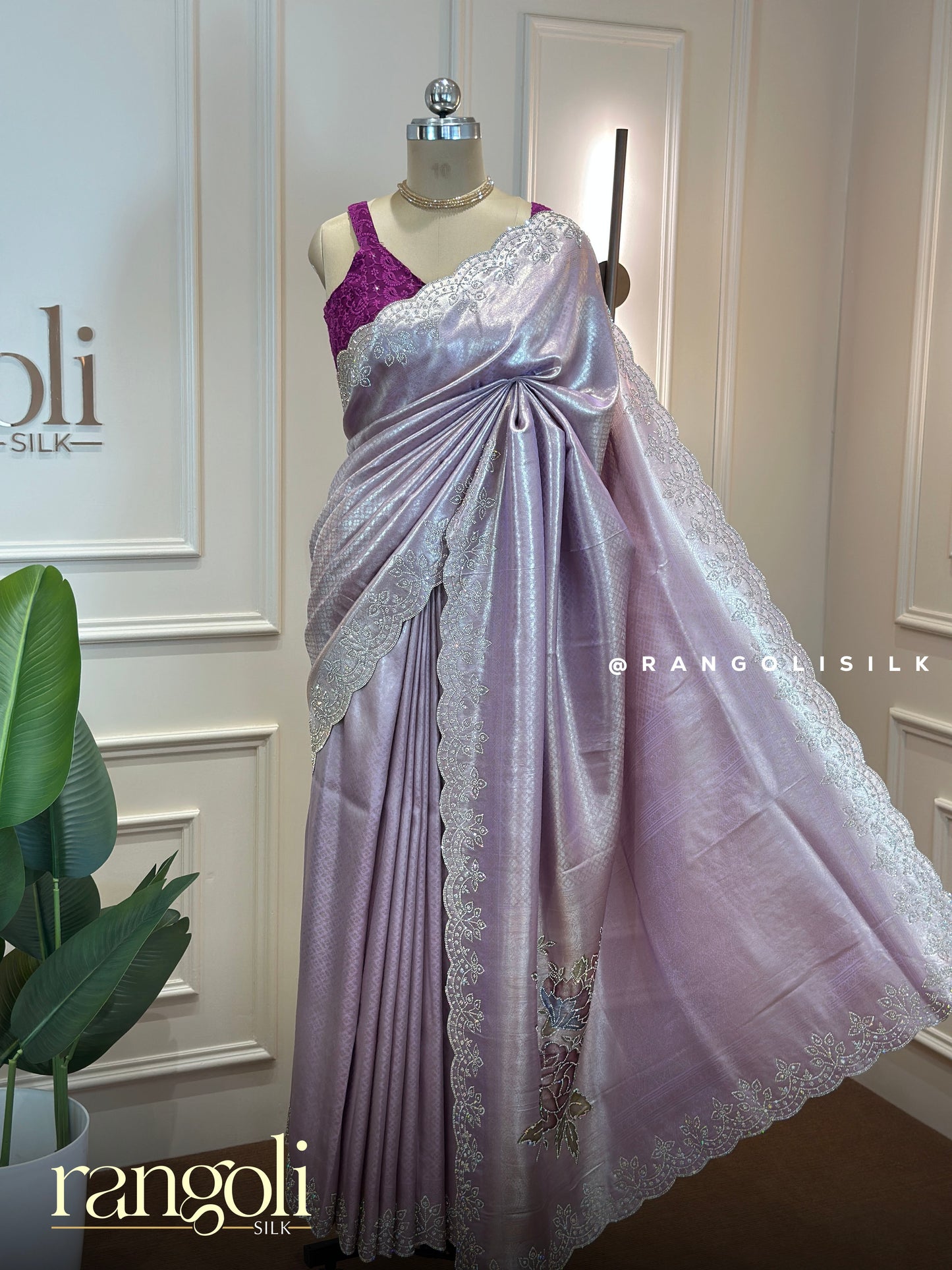 Designer Tissue Silk Saree with Embroidered Floral Work - Post 910