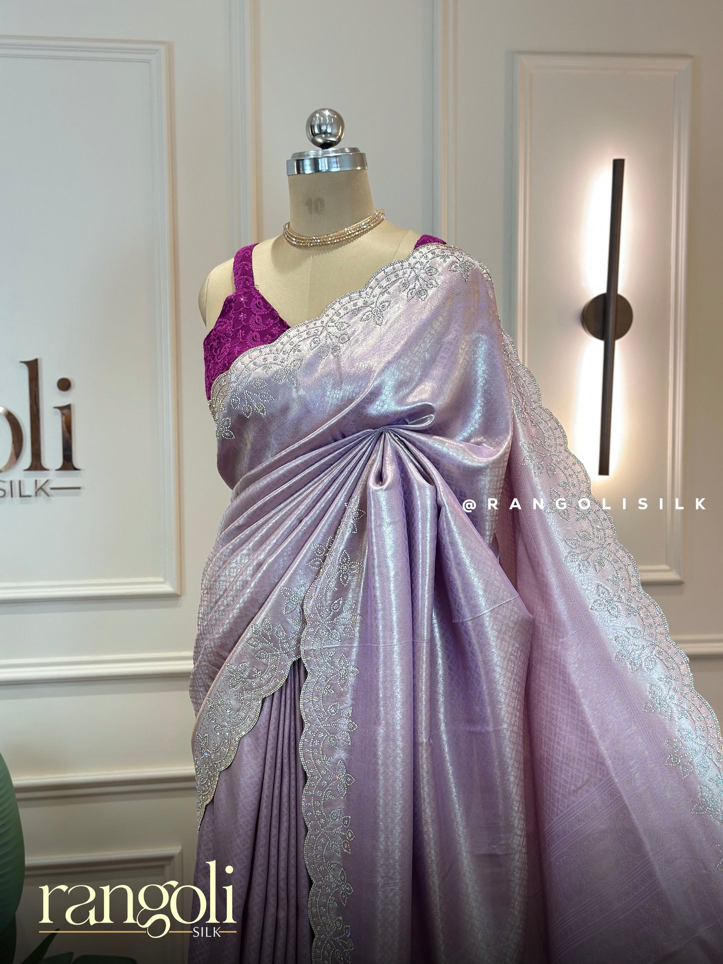 Designer Tissue Silk Saree with Embroidered Floral Work - Post 910