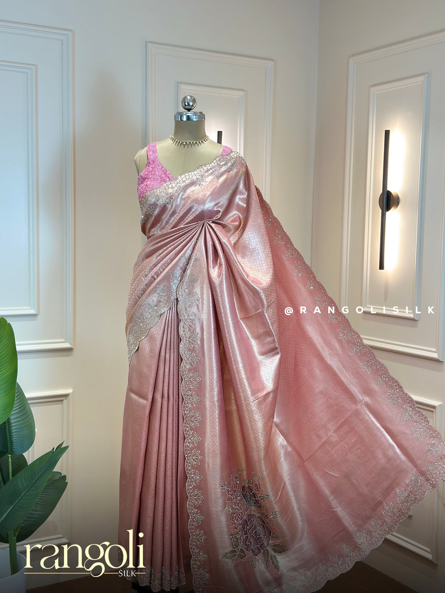 Designer Tissue Silk Saree with Embroidered Floral Work - Post 910