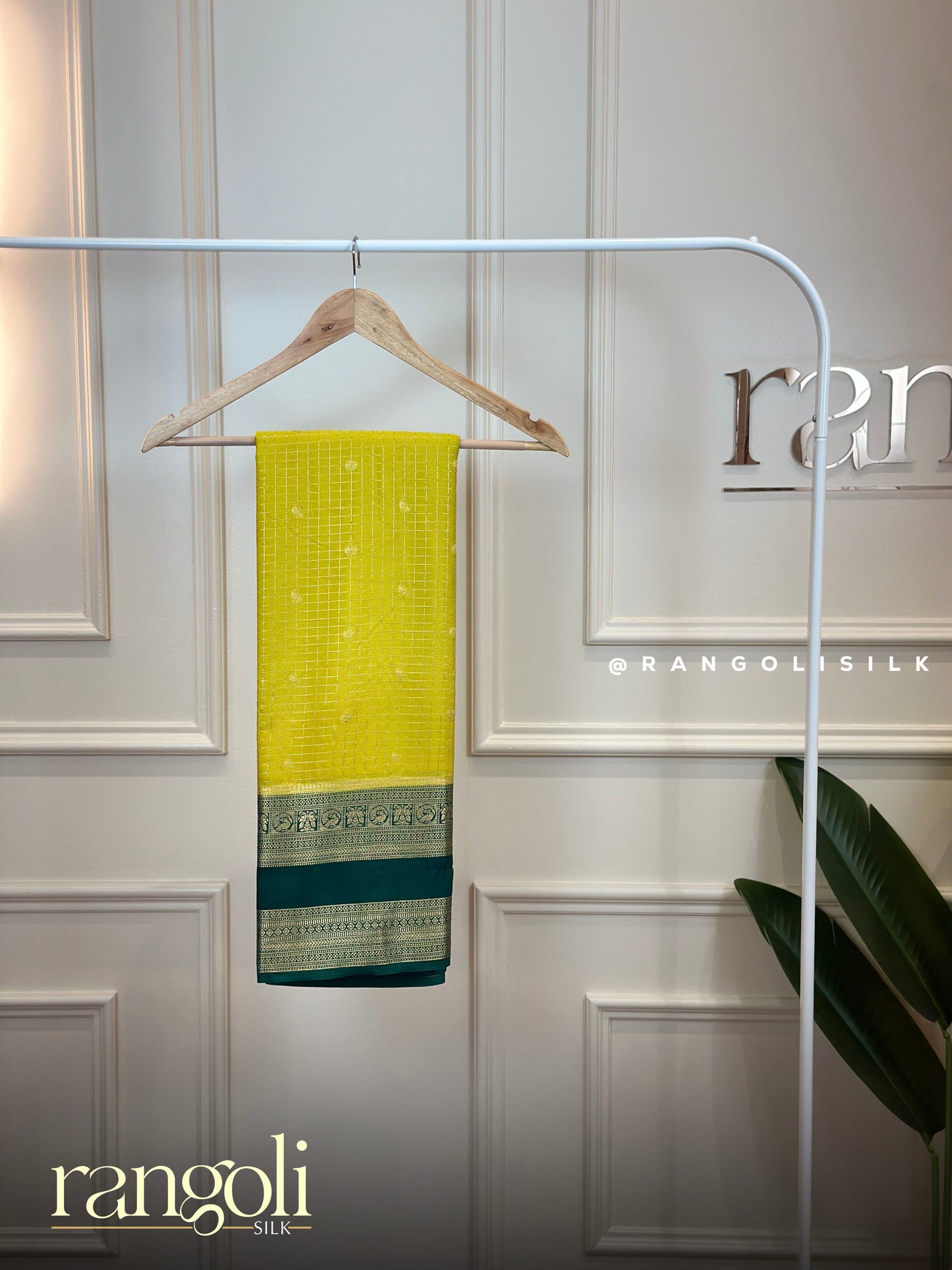 Semi Mysore Silk Saree with Checks Pattern, Buttas & Rich Border - Post 911