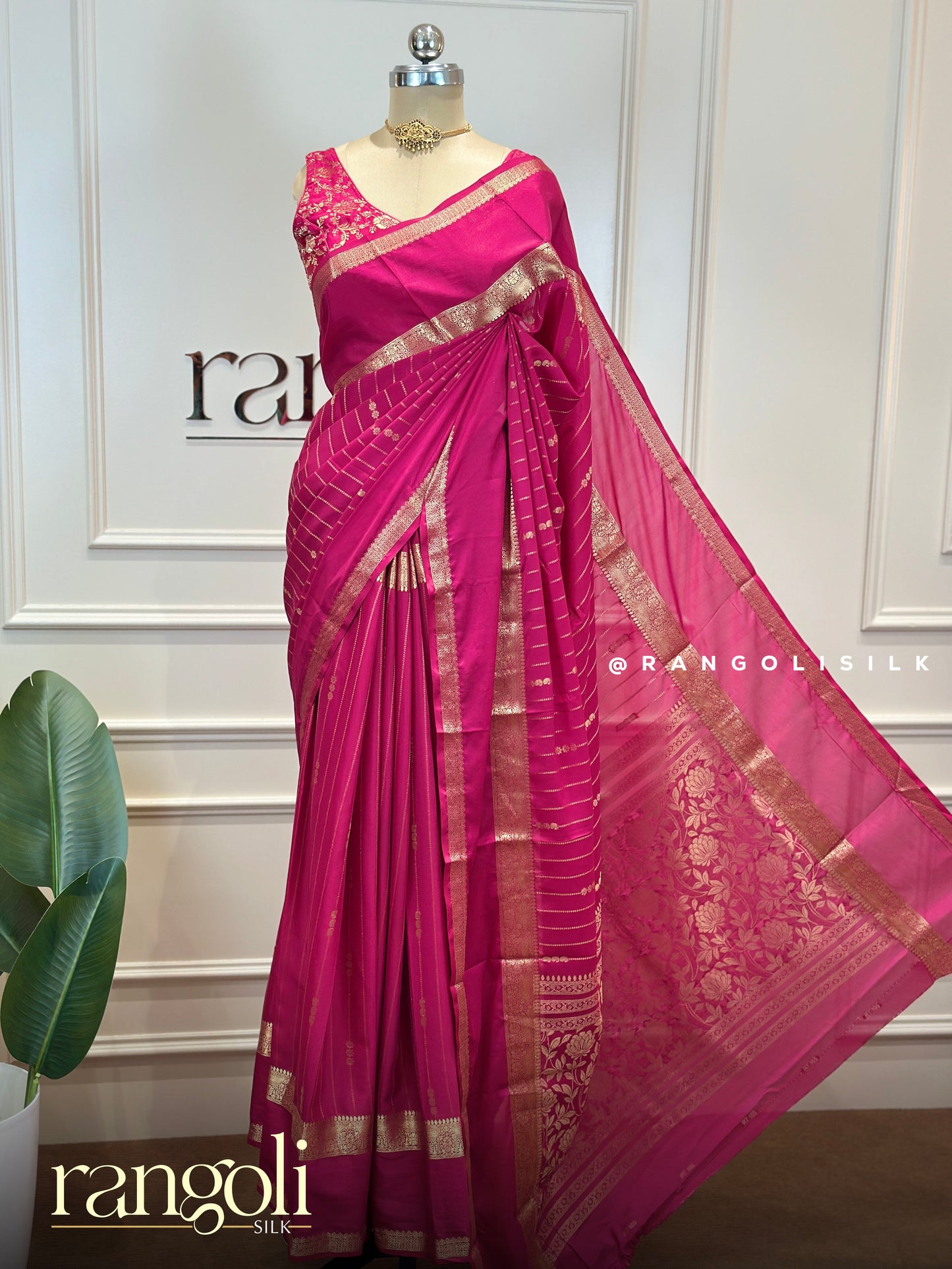 Semi Mysore Crepe Silk Saree with Elegant Zari Border - Post 799