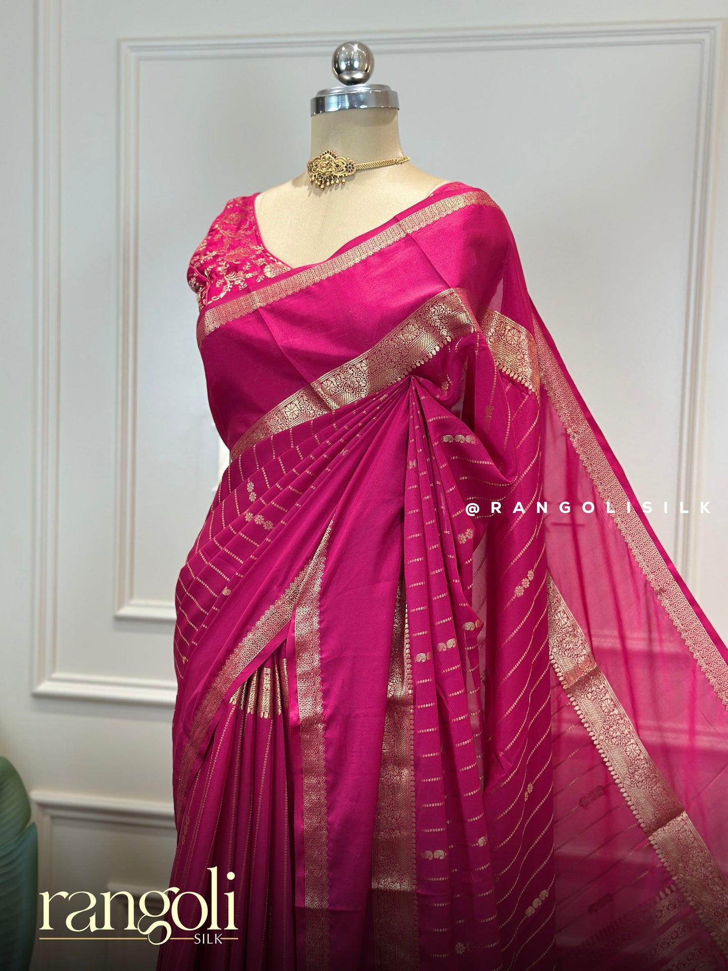 Semi Mysore Crepe Silk Saree with Elegant Zari Border - Post 799