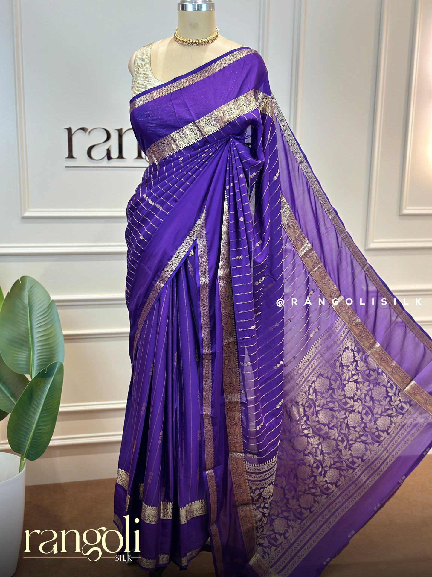 Semi Mysore Crepe Silk Saree with Elegant Zari Border - Post 799