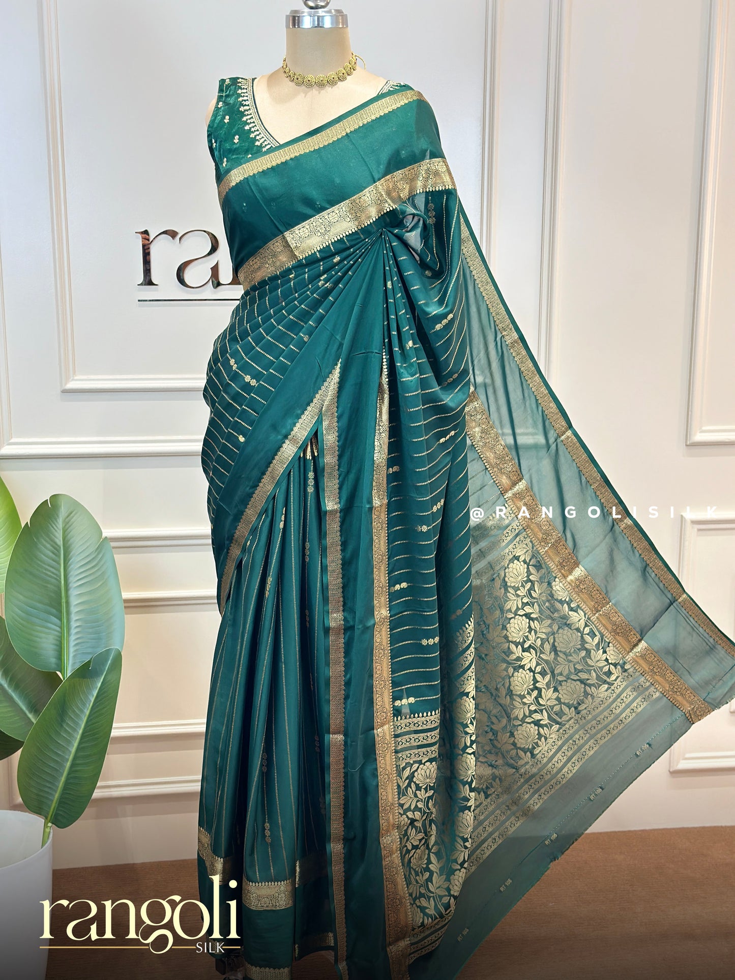 Semi Mysore Crepe Silk Saree with Elegant Zari Border - Post 799