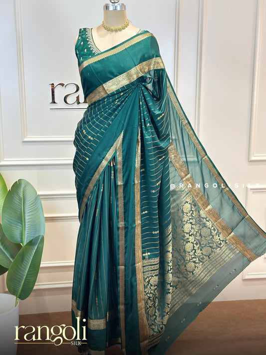 Semi Mysore Crepe Silk Saree with Elegant Zari Border - Post 799