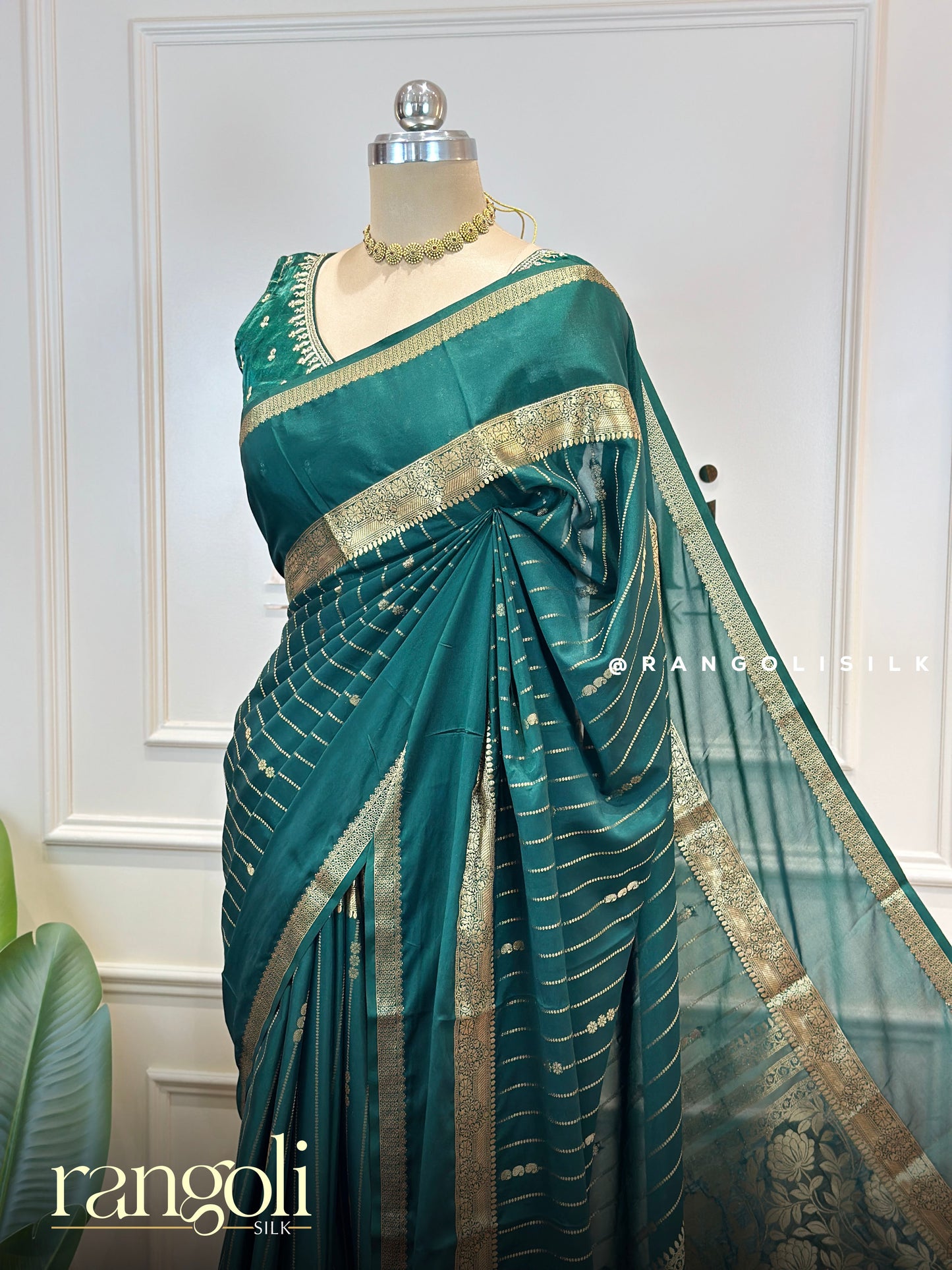 Semi Mysore Crepe Silk Saree with Elegant Zari Border - Post 799