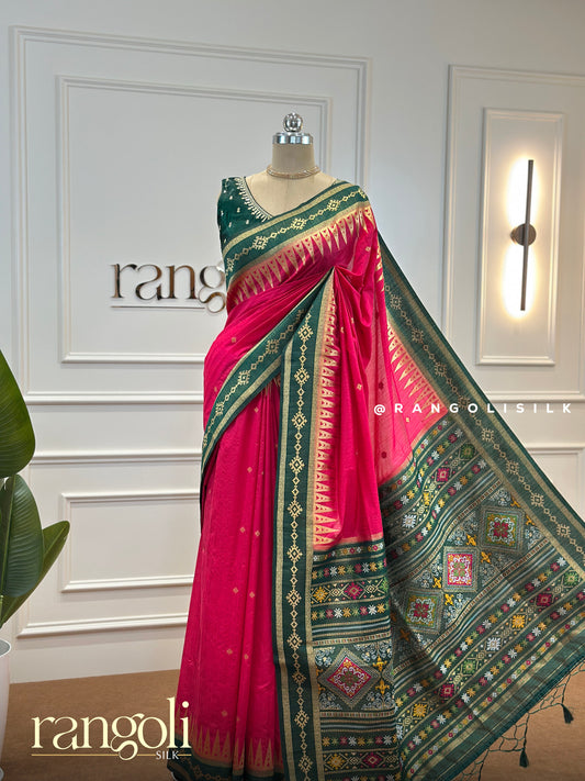 Elegant Silk Cotton Saree with Rich Contrast Pallu - Post 415