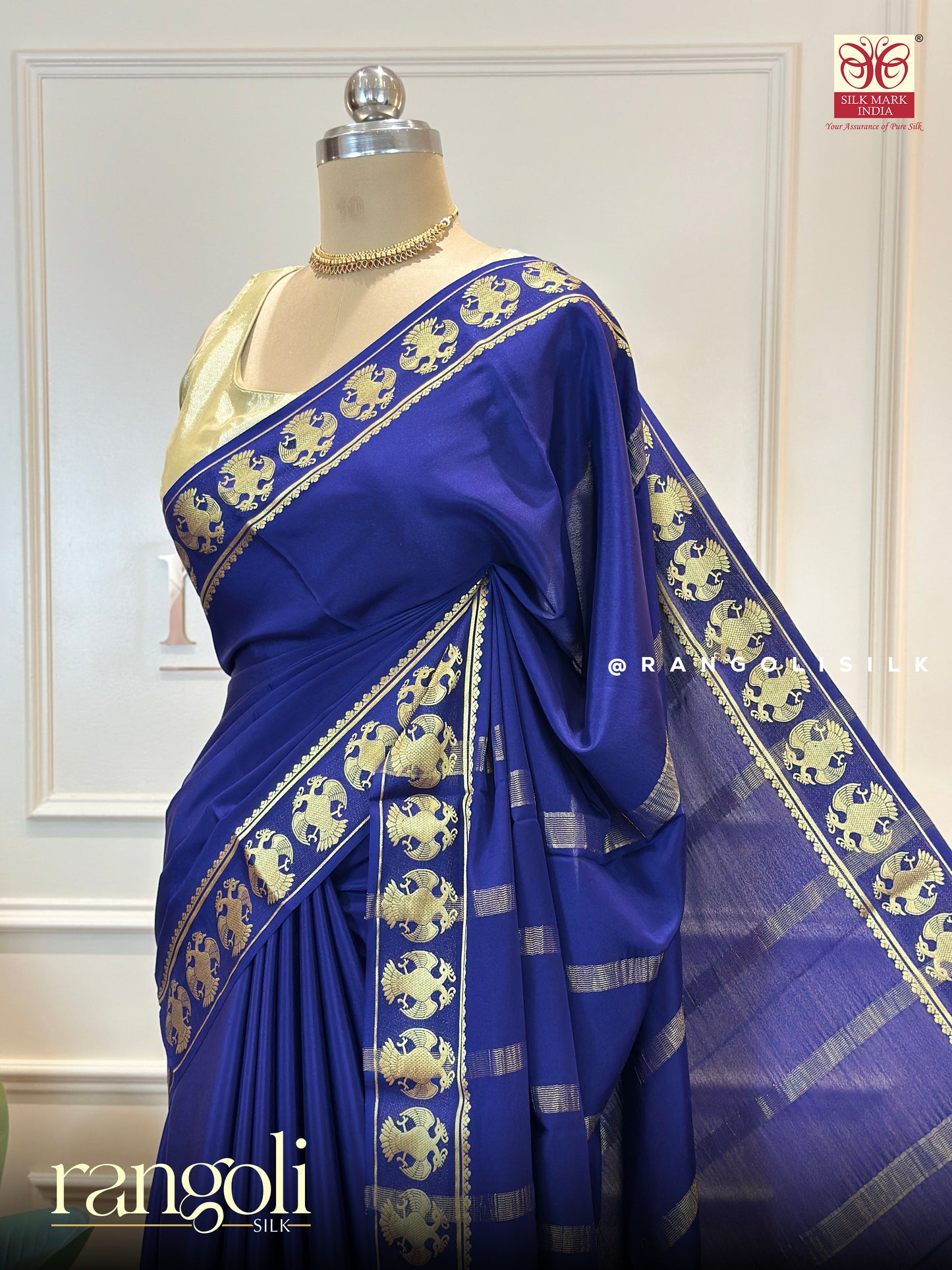 Mysore Silk Saree - Rich Colours with Golden Zari Border - Post 633