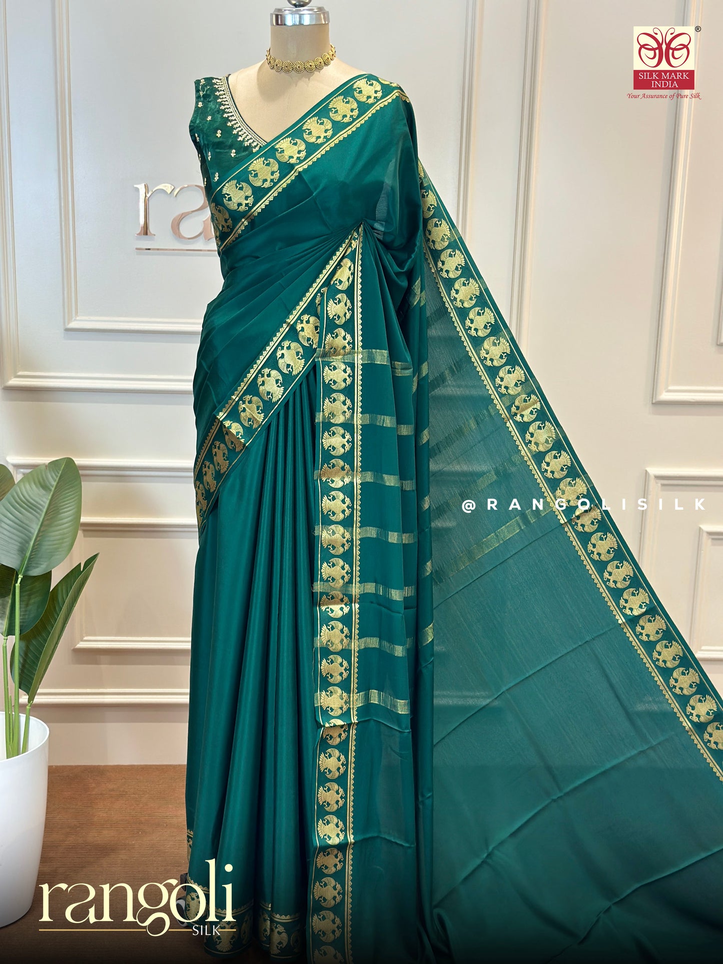 Mysore Silk Saree - Rich Colours with Golden Zari Border - Post 633