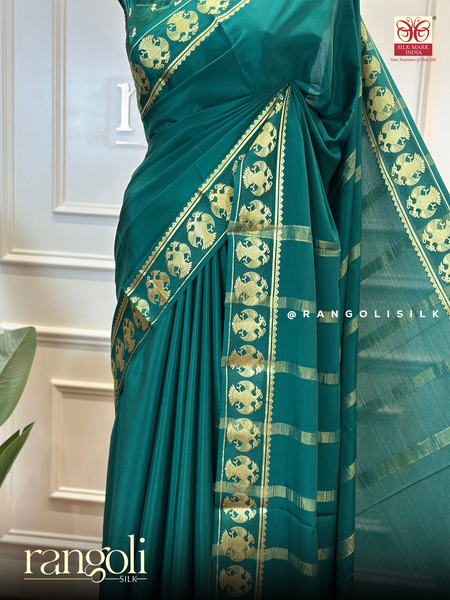 Mysore Silk Saree - Rich Colours with Golden Zari Border - Post 633