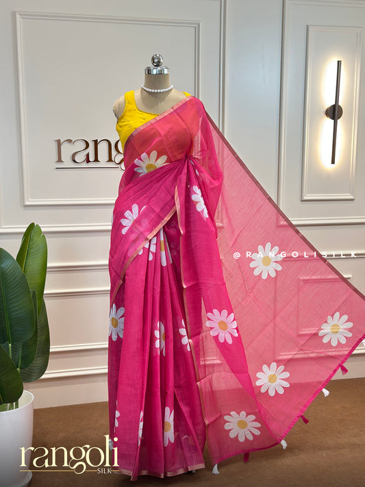 Cotton Saree with Floral Print – Lightweight & Breathable - Post 505
