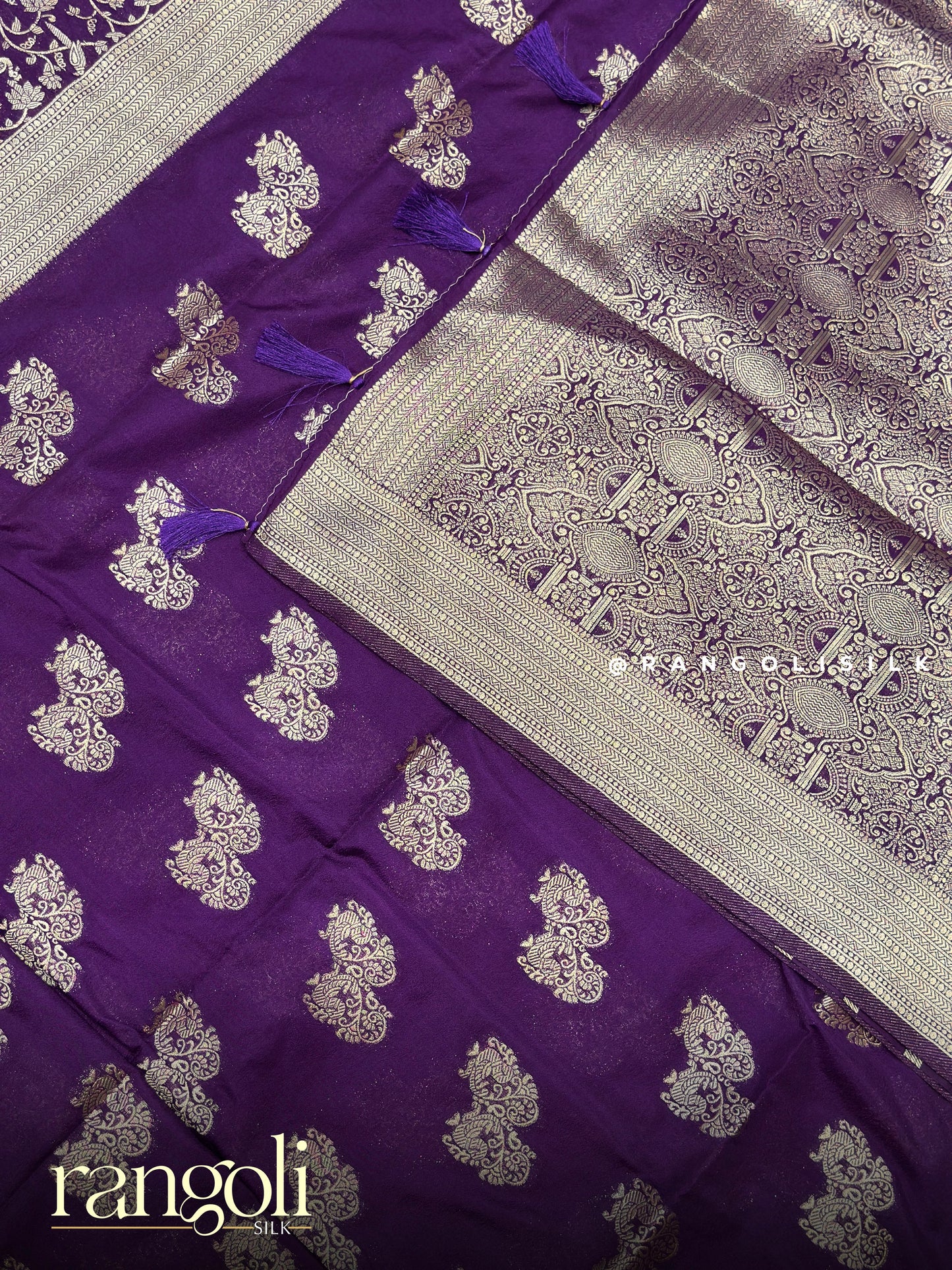 Royal Banaras Saree with Silver Zari Motifs & Tassel Pallu - Post 915