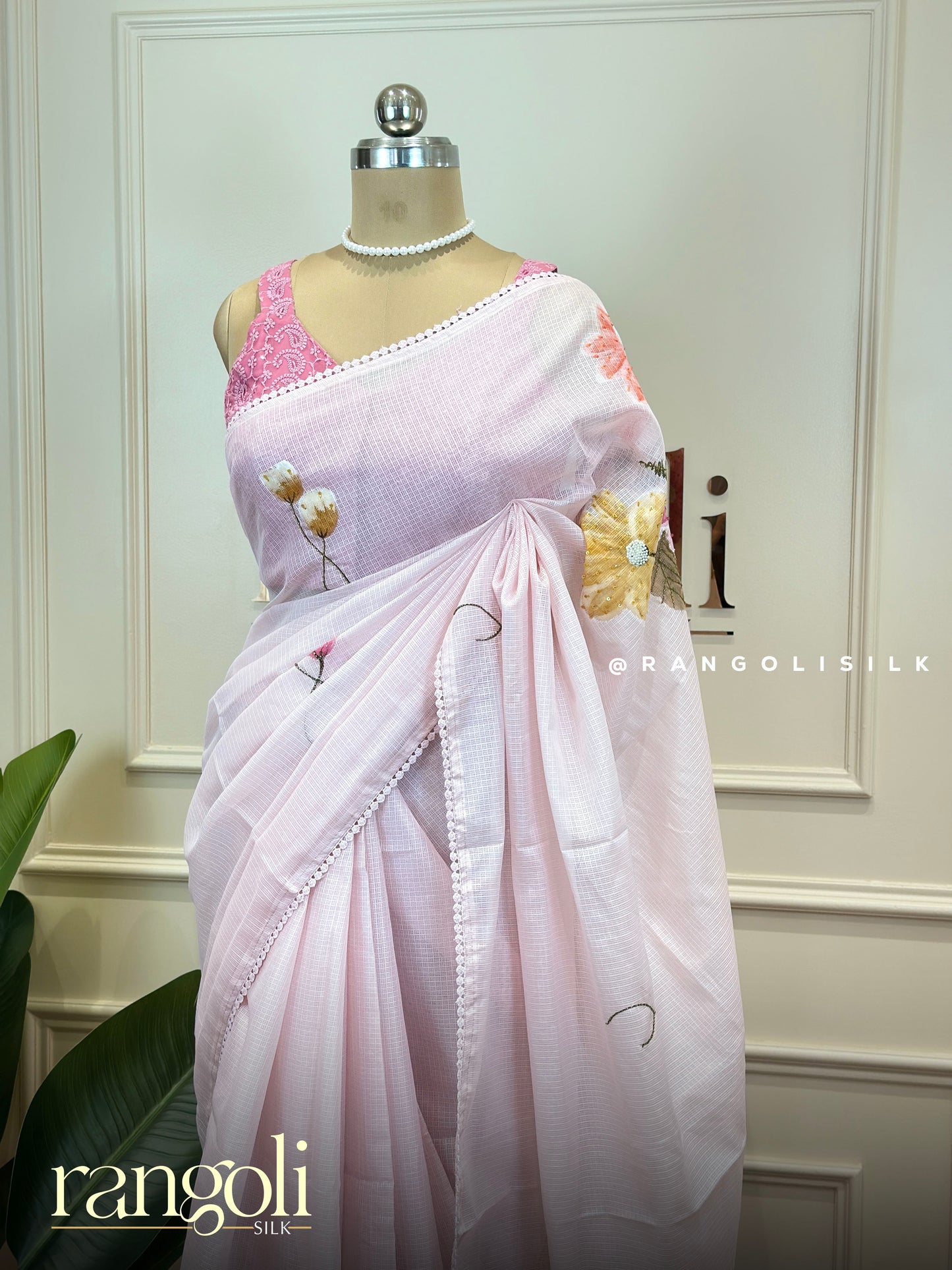 Cotton Saree with Floral Embroidery - Post 815