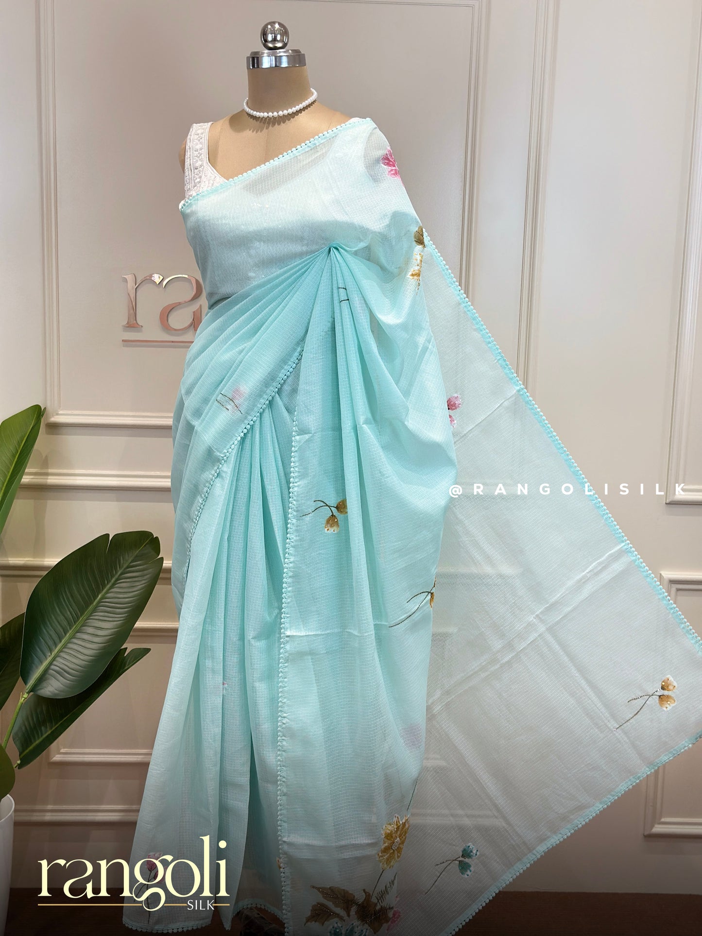 Cotton Saree with Floral Embroidery - Post 815