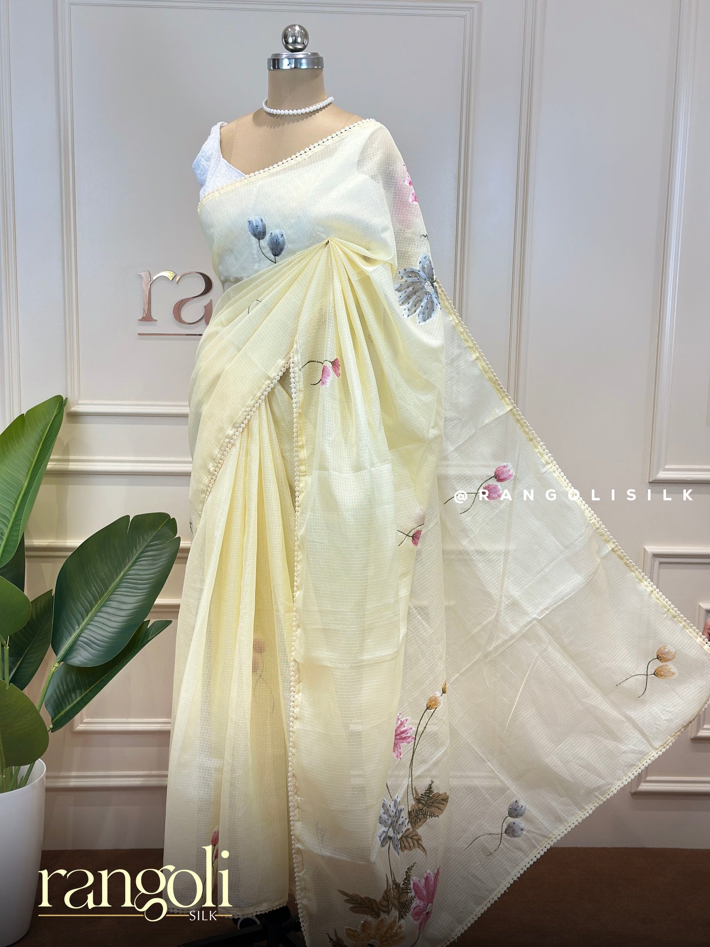 Cotton Saree with Floral Embroidery - Post 815