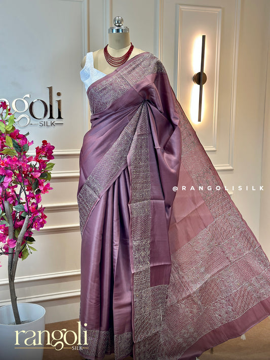 Soft Mauve Saree with Intricately Woven Border & Pallu - Post 636