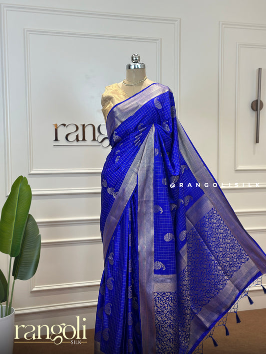 Elegant Soft Silk Saree with Classic Checks & Rich Pallu - Post 409