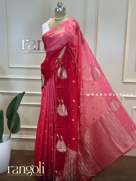 Banarasi Saree with Delicate Bird Zari Motifs - Post 621