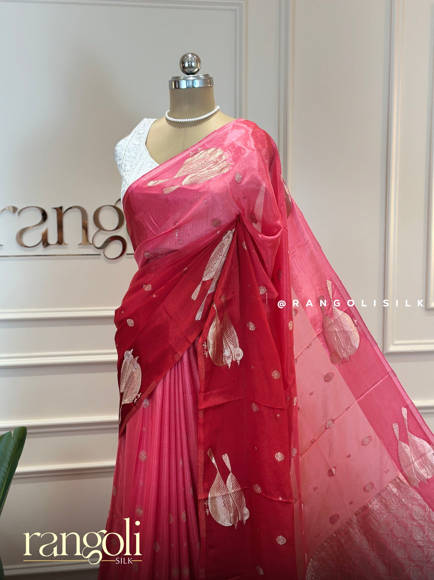 Banarasi Saree with Delicate Bird Zari Motifs - Post 621
