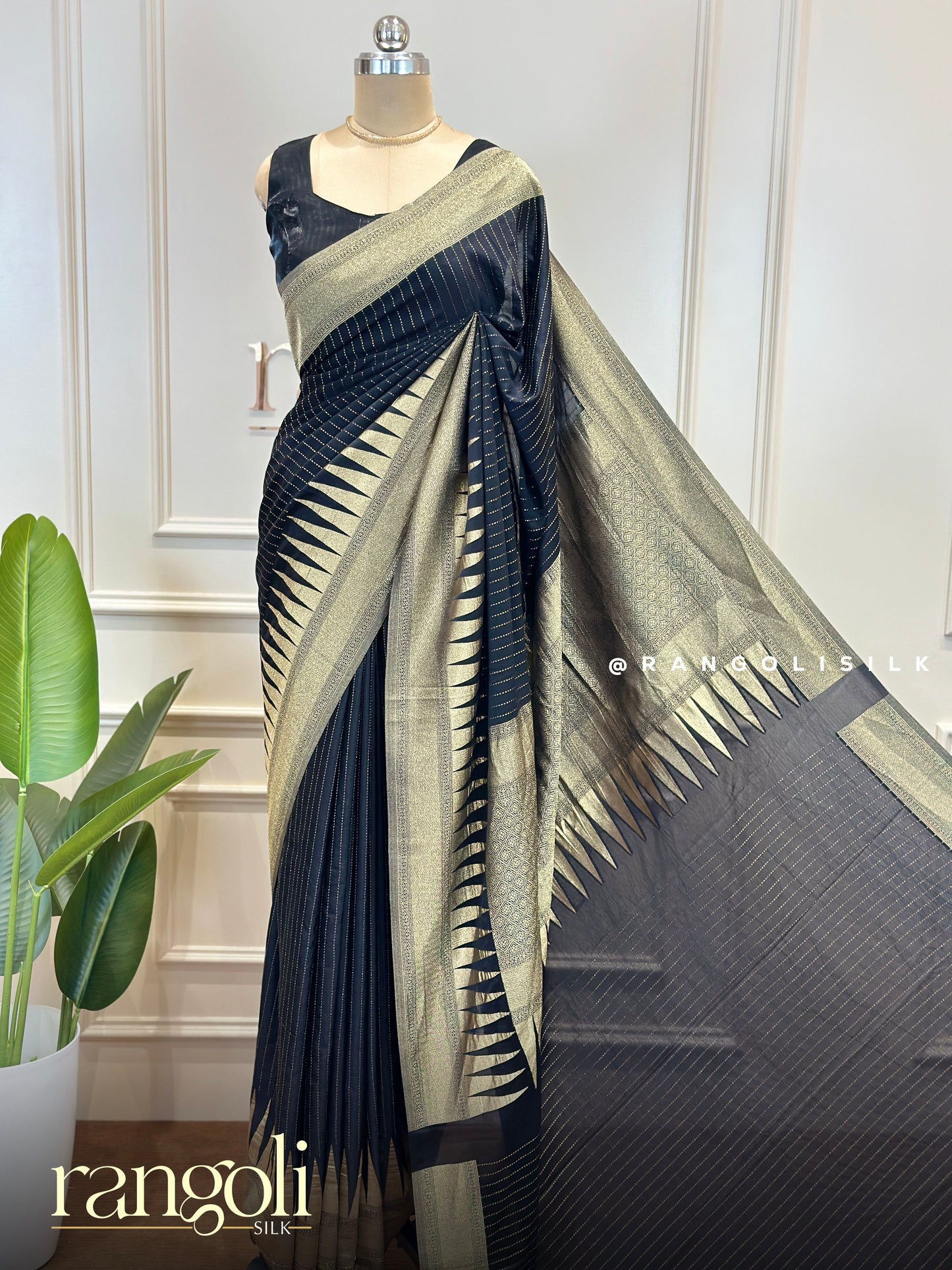 Elegant Semi Mysore Silk Crepe Saree with Gold Zari Border - Post 805