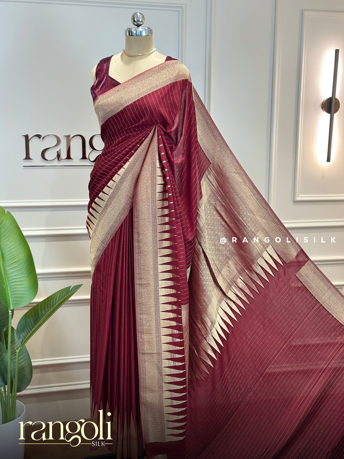Elegant Semi Mysore Silk Crepe Saree with Gold Zari Border - Post 805