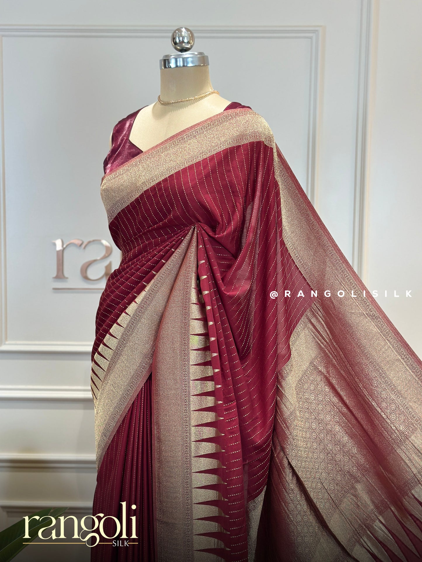 Elegant Semi Mysore Silk Crepe Saree with Gold Zari Border - Post 805
