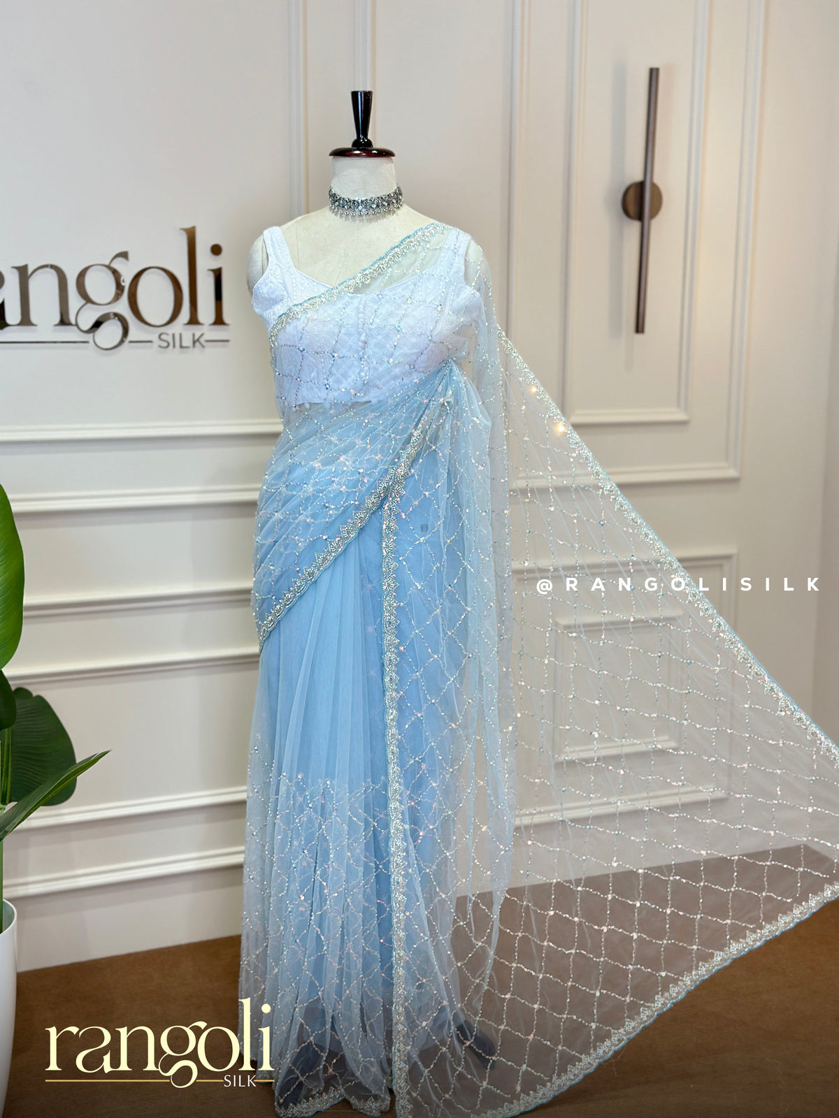Pastel Designer Sarees with Sequin, Cutdana & Pearl Embellished Border - Post 1027