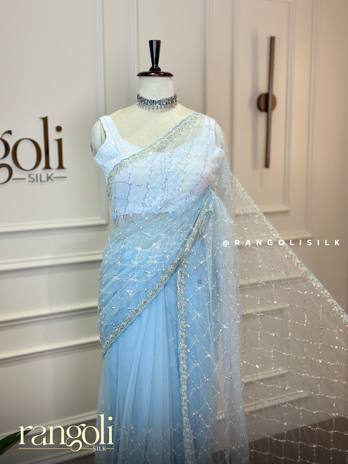 Pastel Designer Sarees with Sequin, Cutdana & Pearl Embellished Border - Post 1027