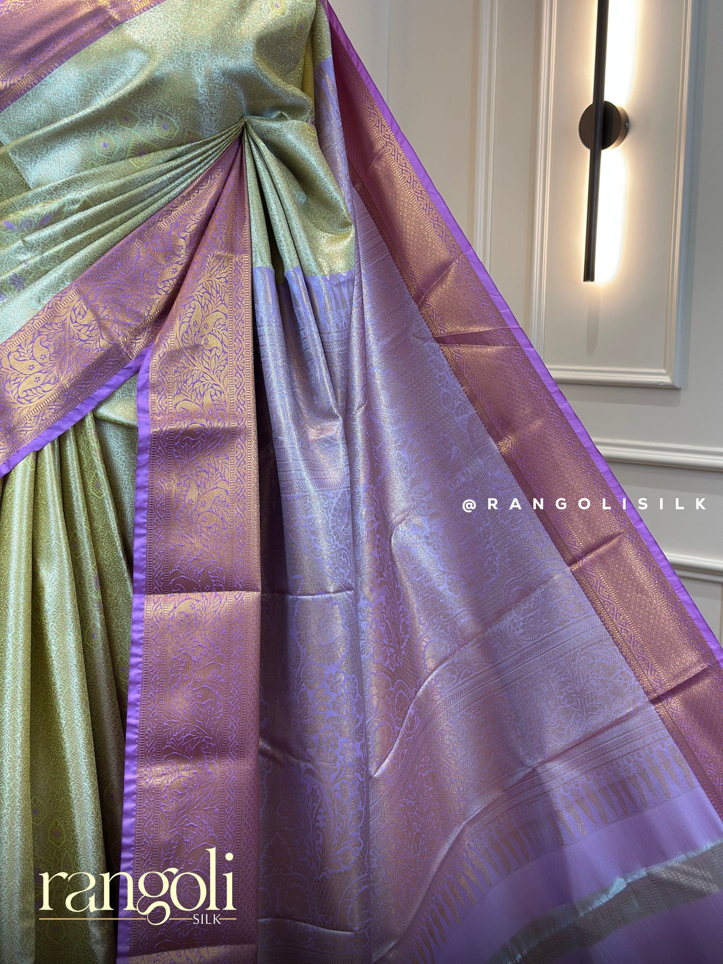 Elegant Tissue Silk Saree with Pastel Gold-Lilac Glow - Post 654