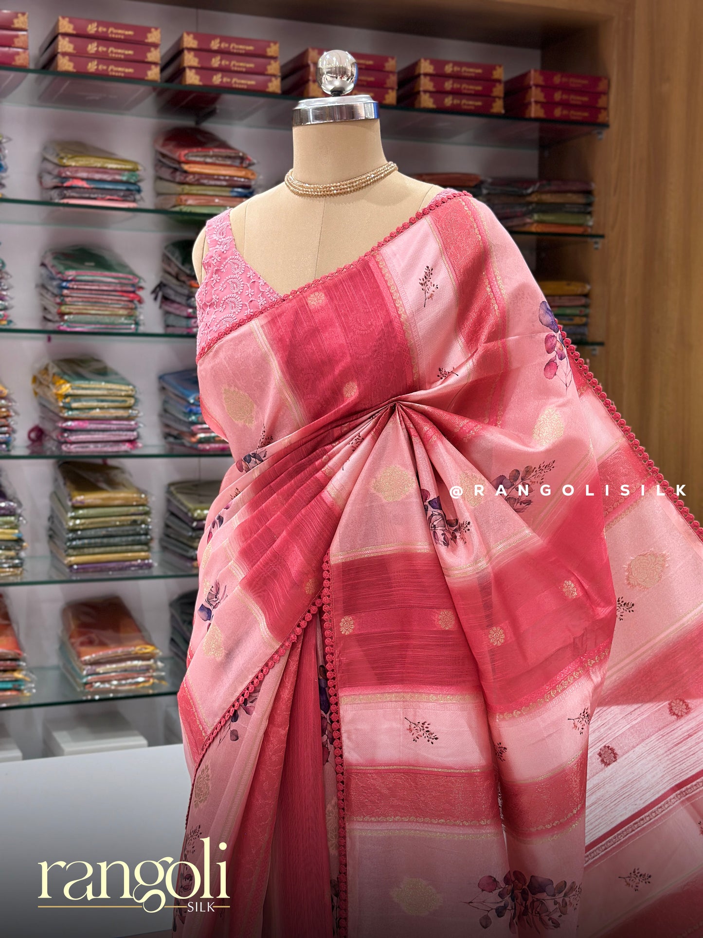 Elegant Cotton Silk Tissue Mix Saree with Floral Motifs & Zari Stripes - Post 923
