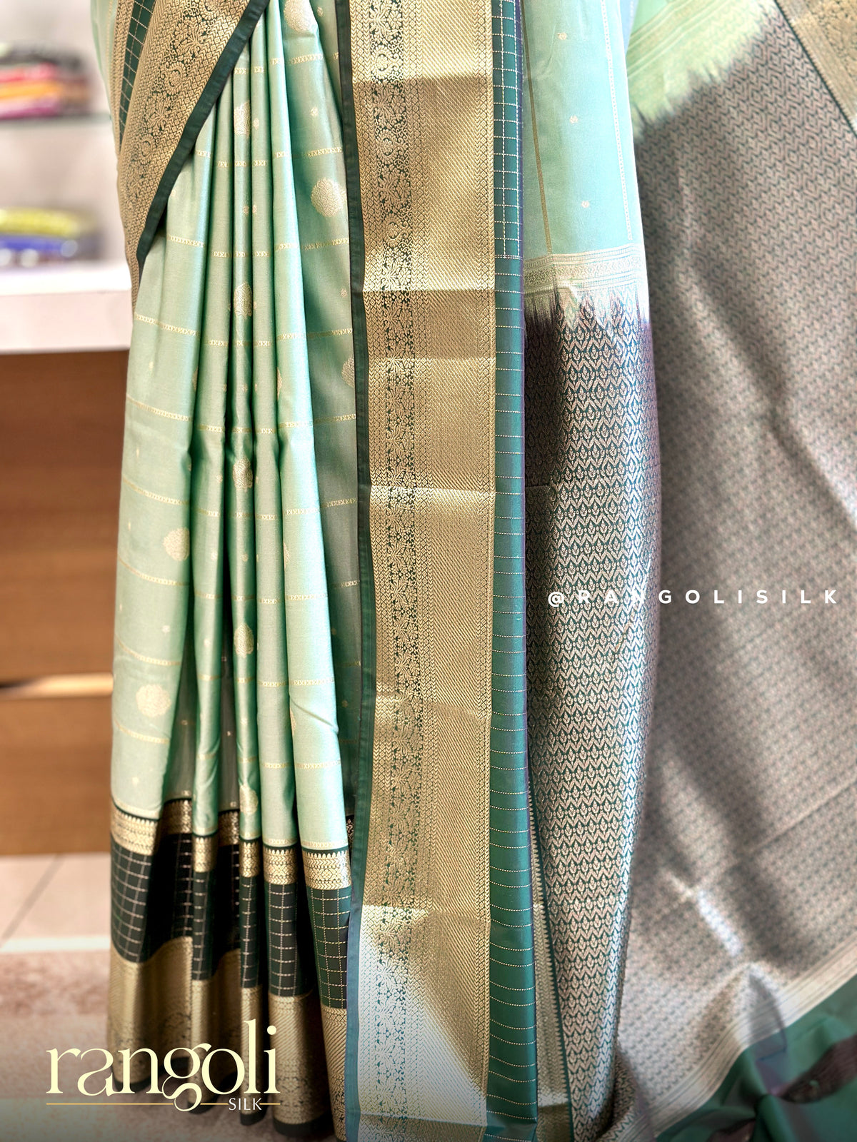 Semi Kanjivaram Silk Sarees with Rich Zari Pallu & Contrast Border - Post 1031