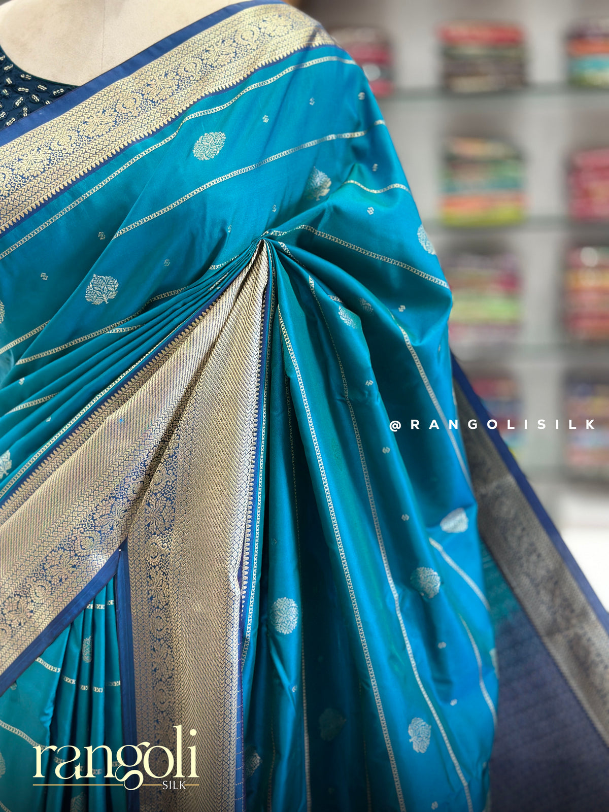 Semi Kanjivaram Silk Sarees with Rich Zari Pallu & Contrast Border - Post 1031