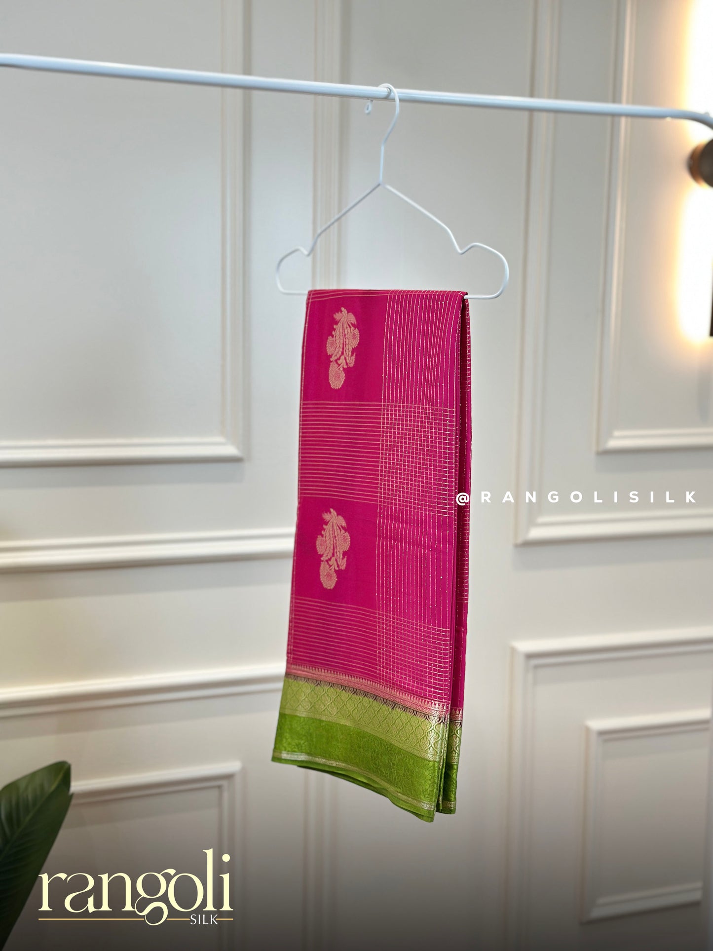 Semi Mysore Silk Saree with Zari Lines & Traditional Motifs - Post 920