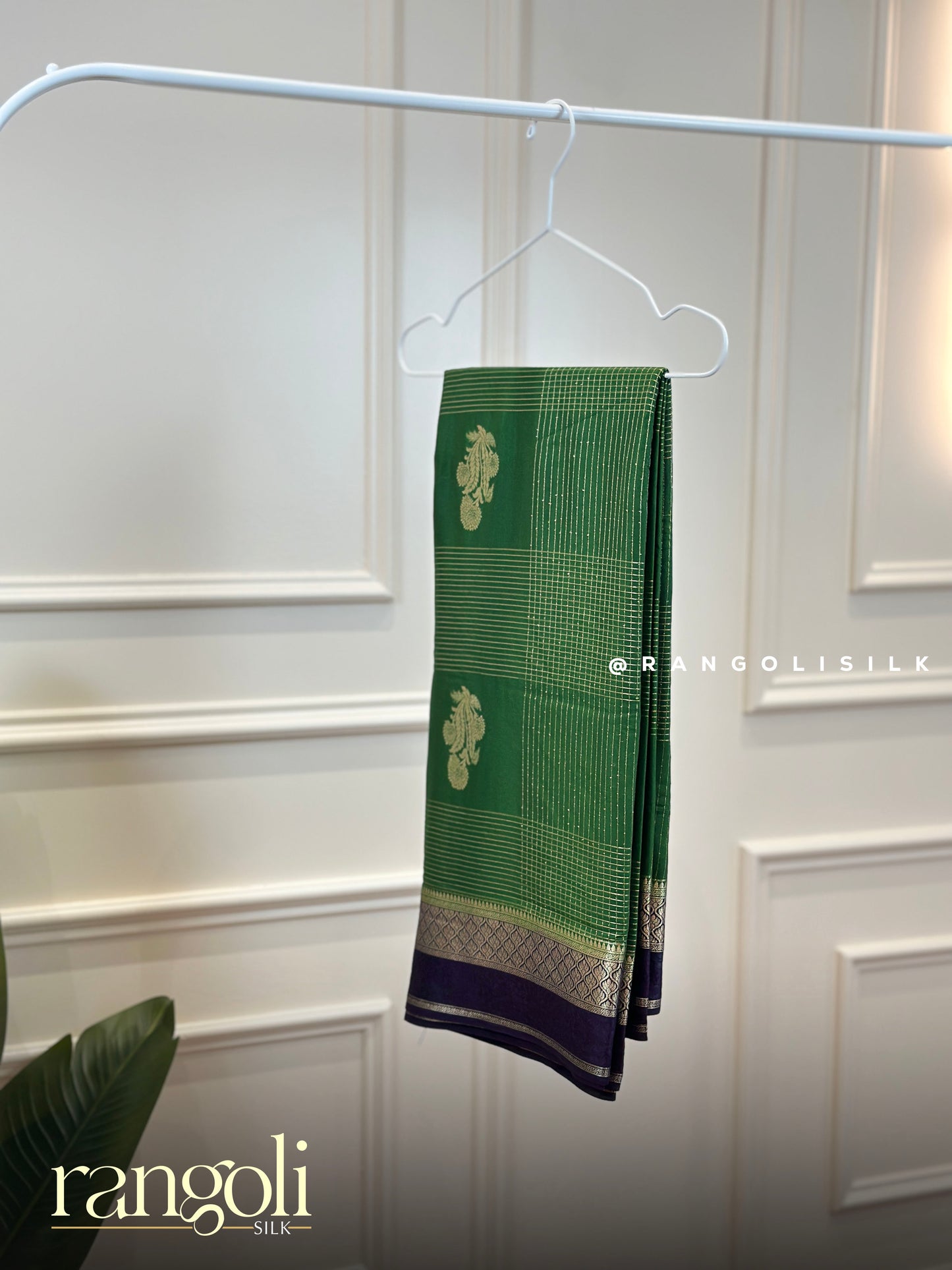 Semi Mysore Silk Saree with Zari Lines & Traditional Motifs - Post 920