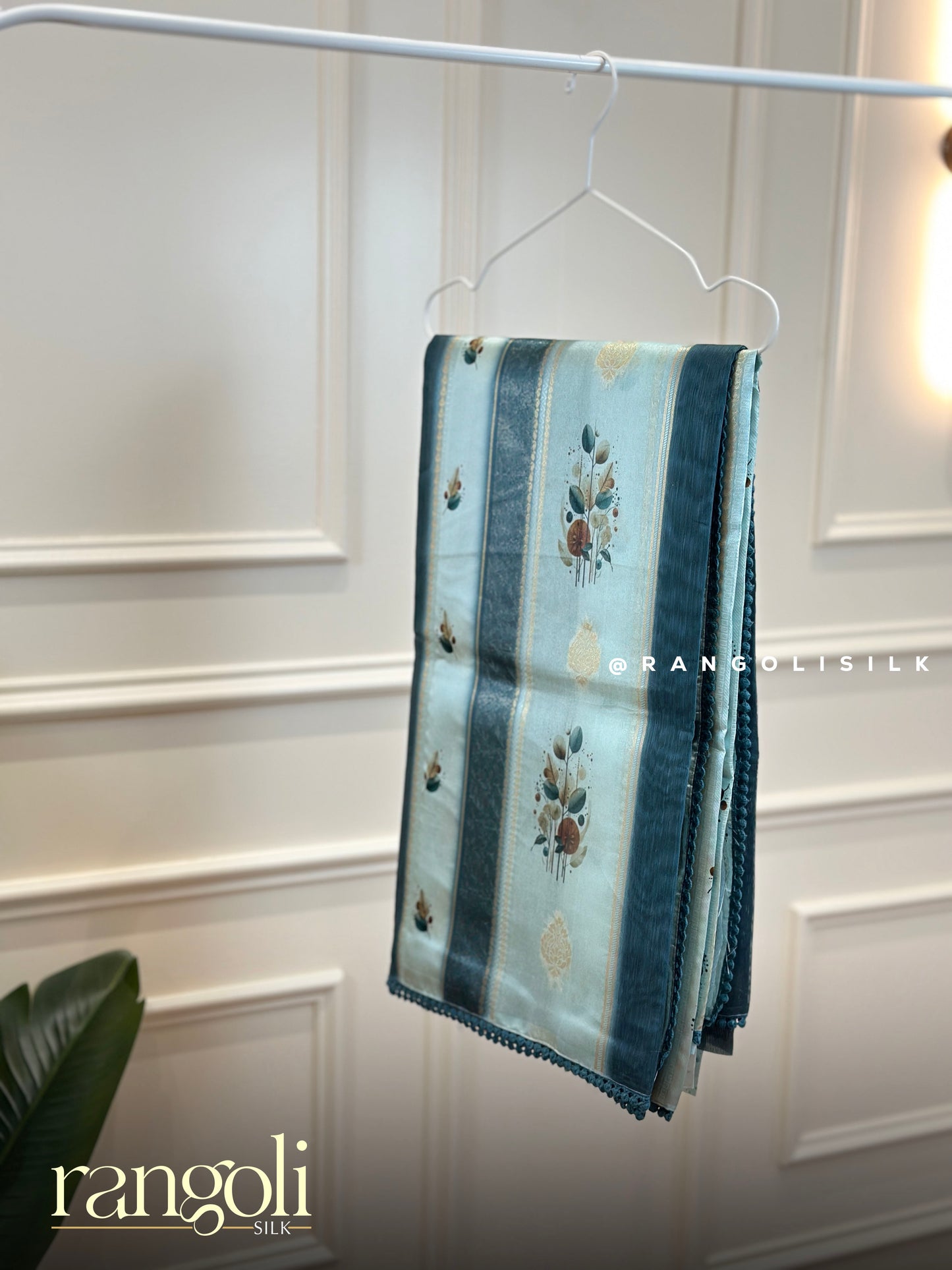Elegant Cotton Silk Tissue Mix Saree with Floral Motifs & Zari Stripes - Post 923