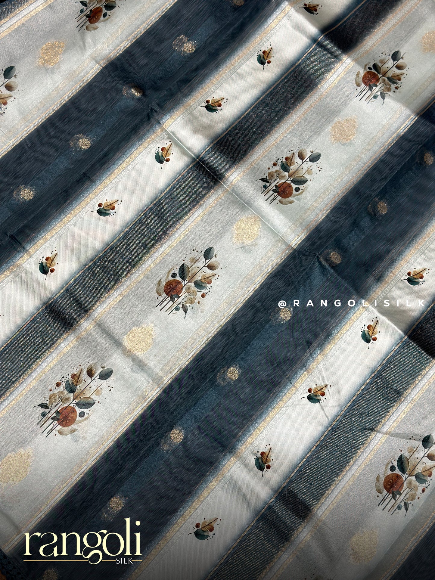Elegant Cotton Silk Tissue Mix Saree with Floral Motifs & Zari Stripes - Post 923