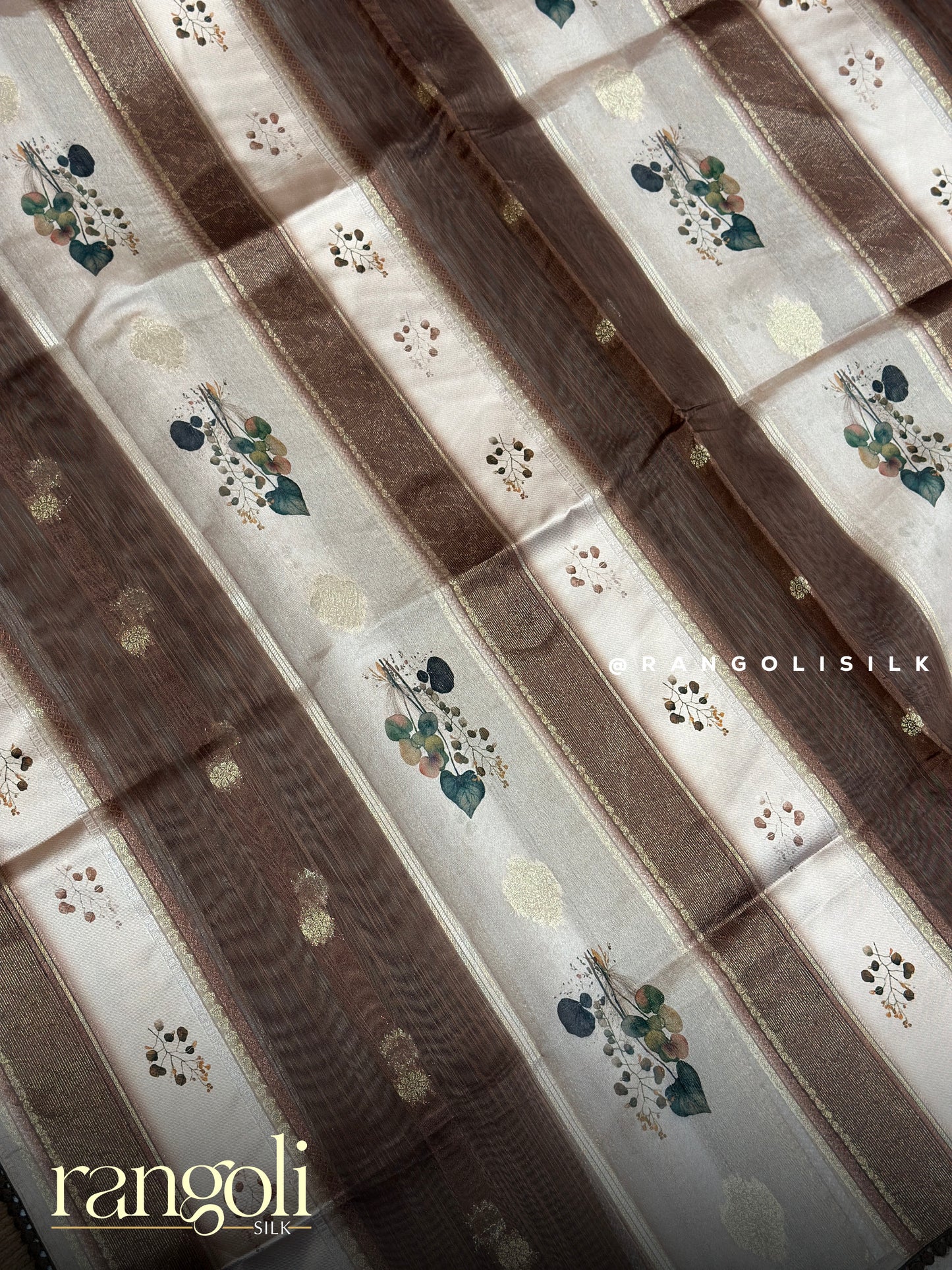 Elegant Cotton Silk Tissue Mix Saree with Floral Motifs & Zari Stripes - Post 923