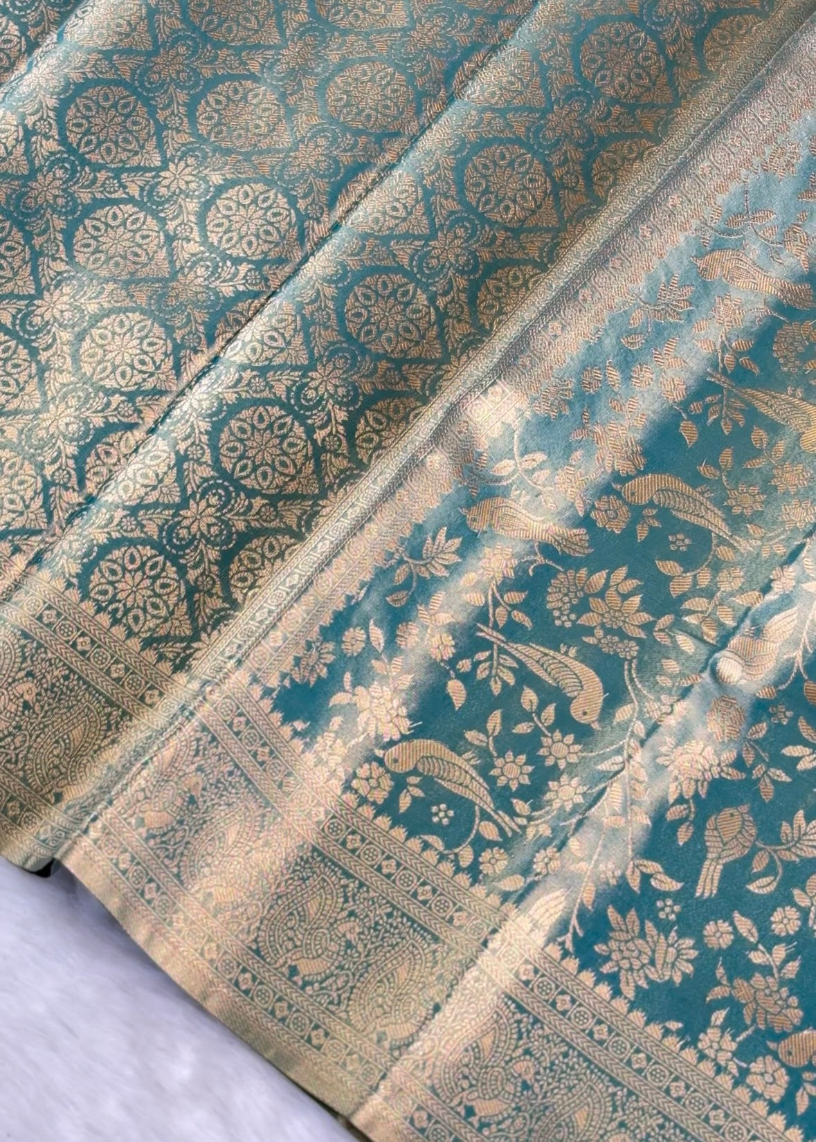 Soft Tissue Silk Saree with All-Over Floral & Bird Woven Pattern - Post 1030