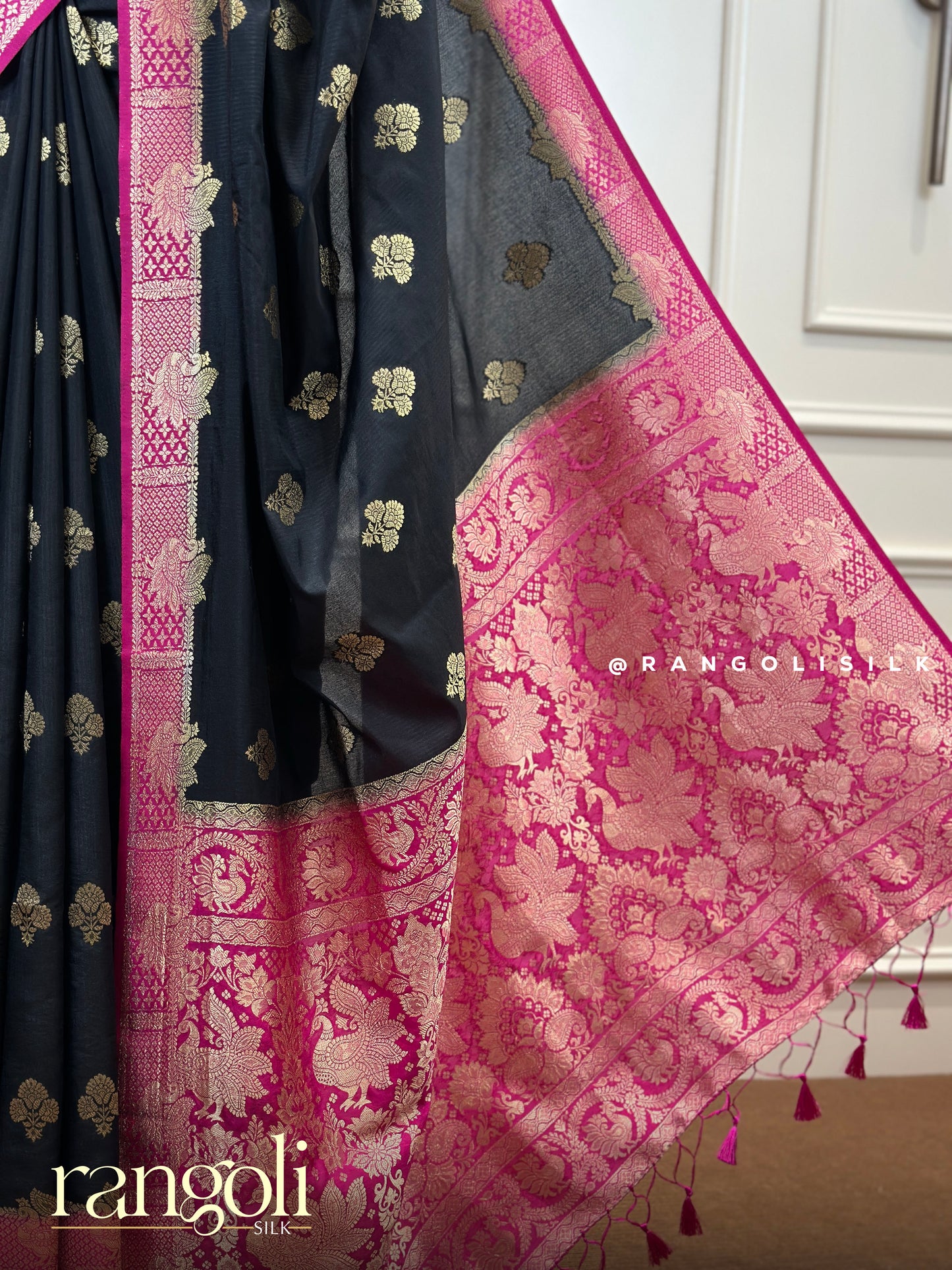 Banaras Saree with Stunning Contrast & Intricate Woven Motifs - Post 428
