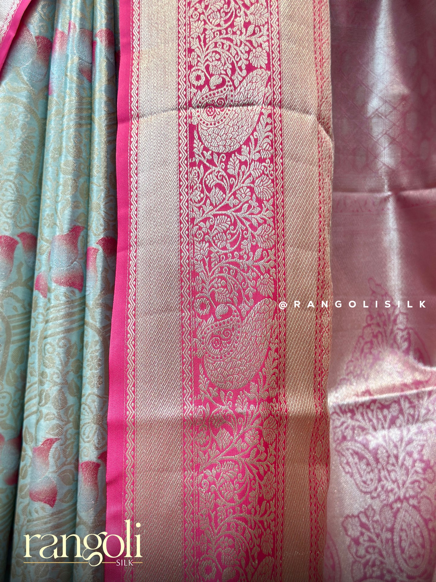 Tissue Silk Saree with Detailed Floral Design & Rich Pallu - Post 424