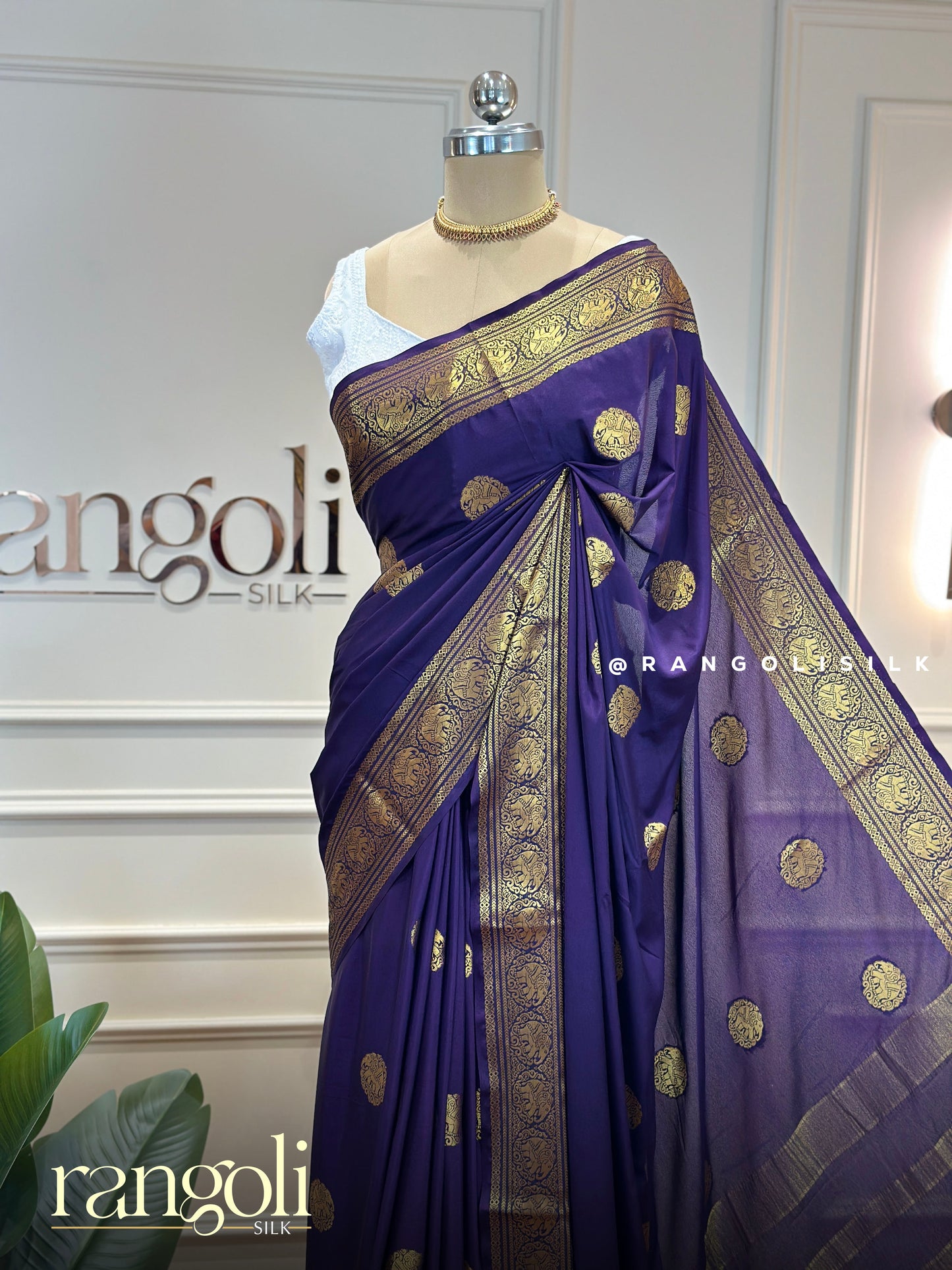 Semi Mysore Crepe Silk Sarees with Elephant Buttas - Post 928